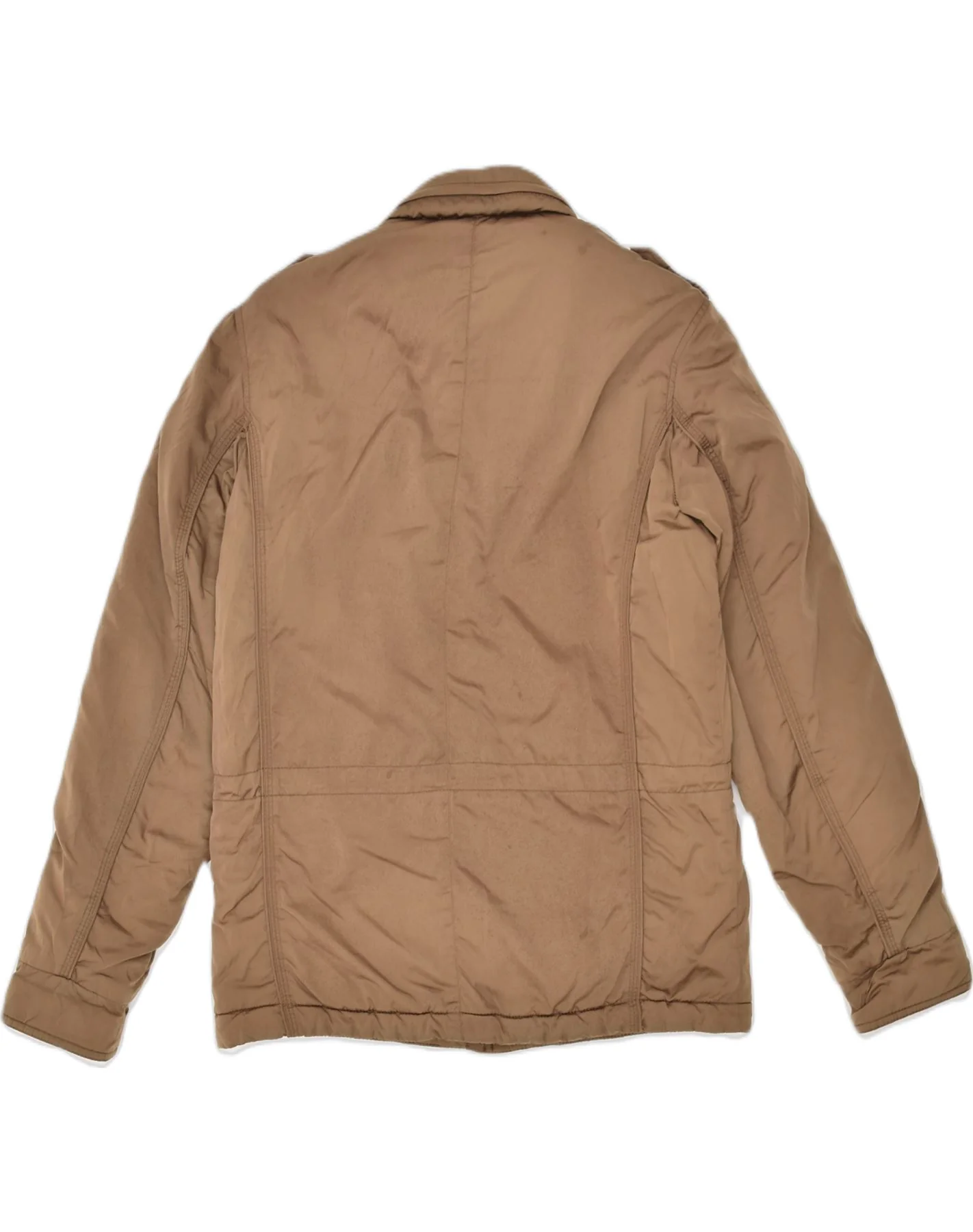 CONTE OF FLORENCE Mens Padded Military Jacket UK 36 Small Brown Nylon - Image 2