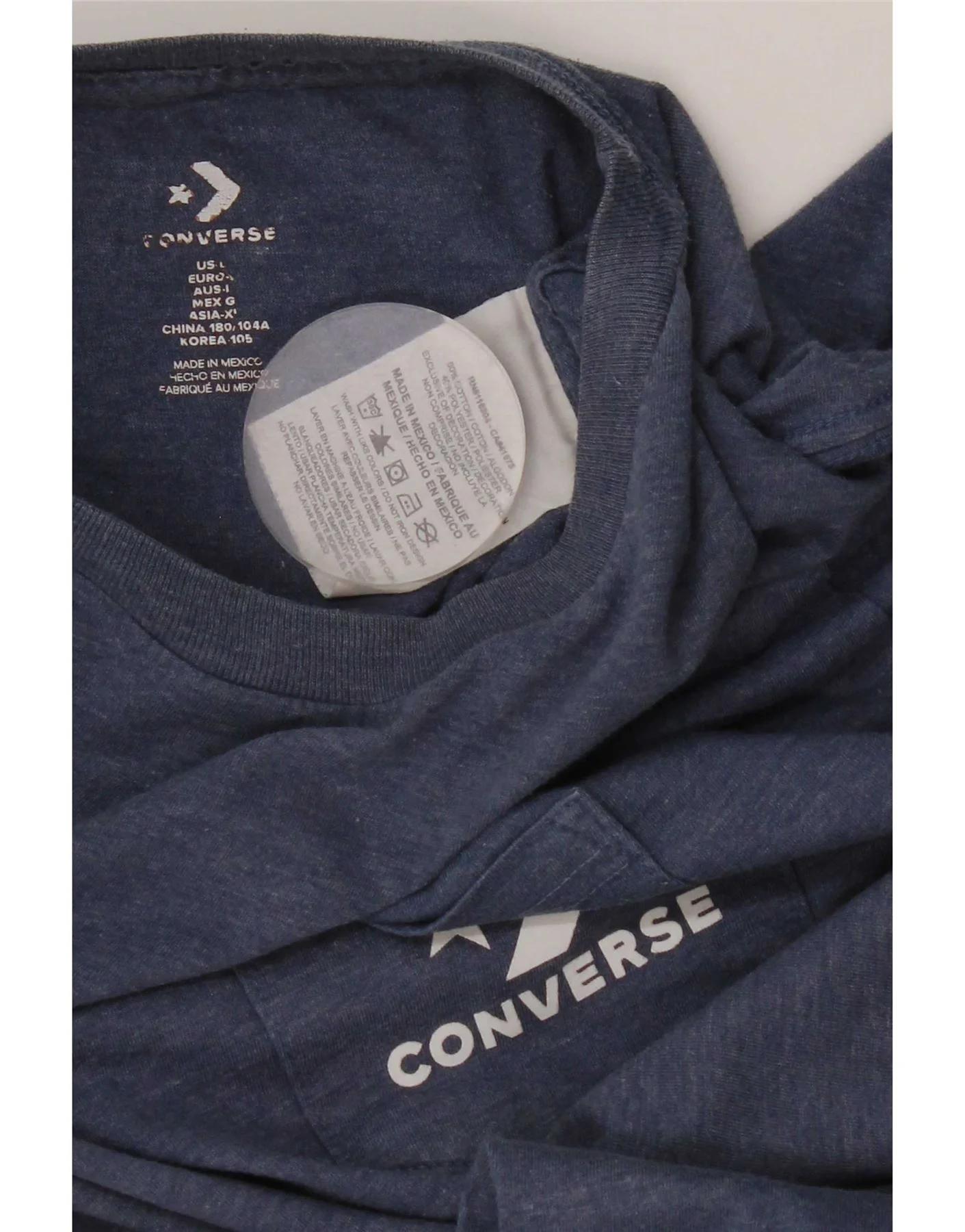 Converse Mens T-Shirt Top Large Blue Cotton - Image 3
