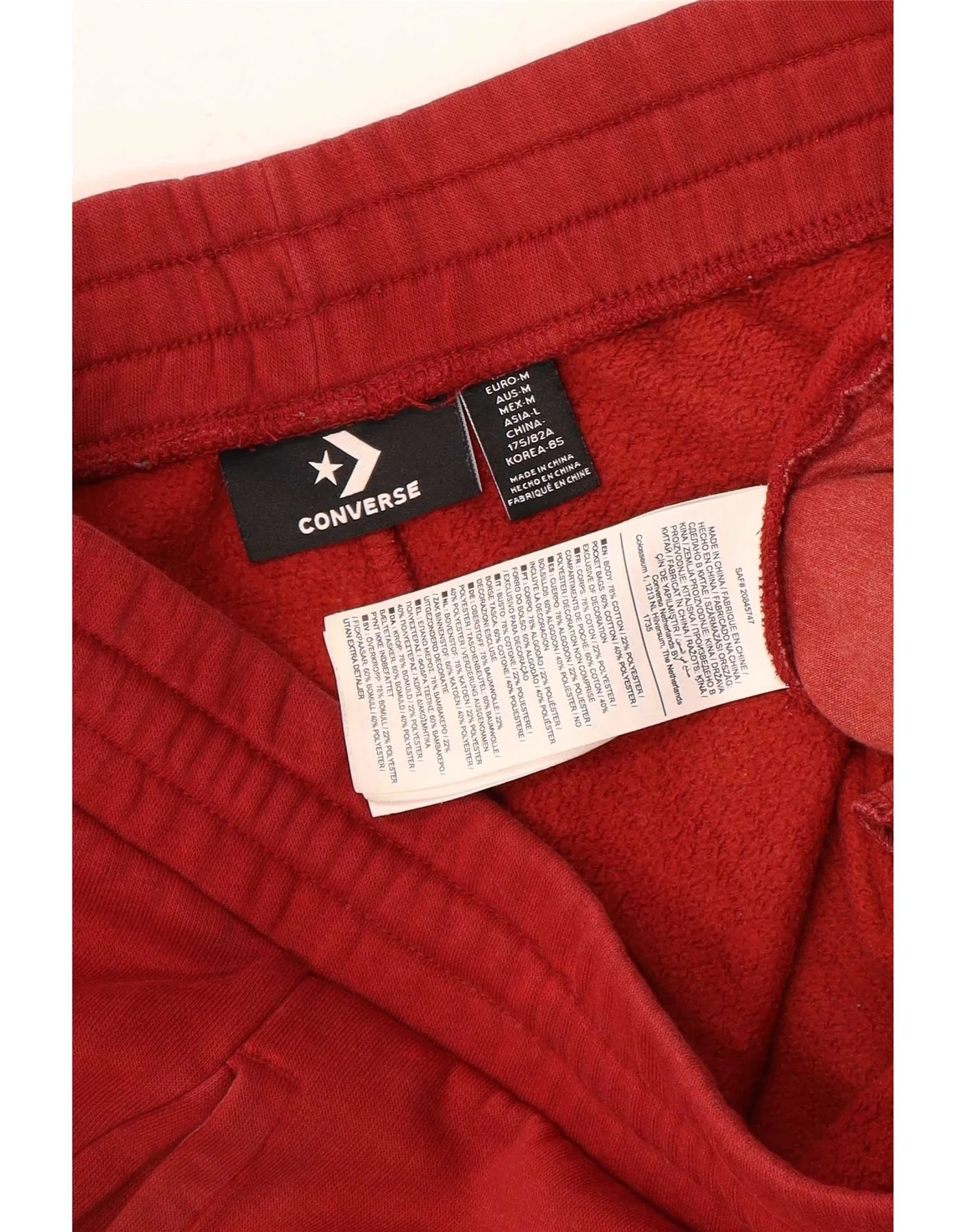 Converse Mens Tracksuit Trousers Joggers Medium Red Cotton - Image 3
