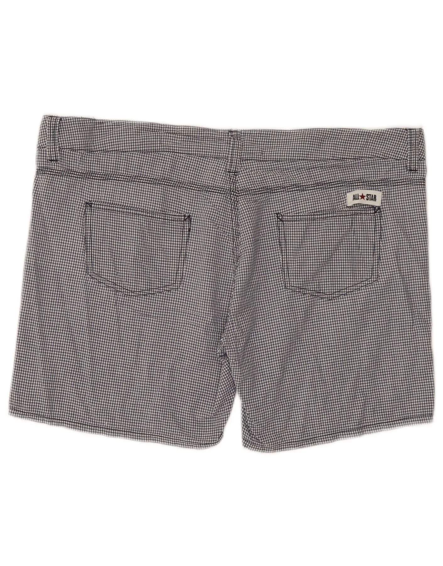 Converse Womens Casual Shorts Large W34 Navy Blue Gingham Cotton - Image 2
