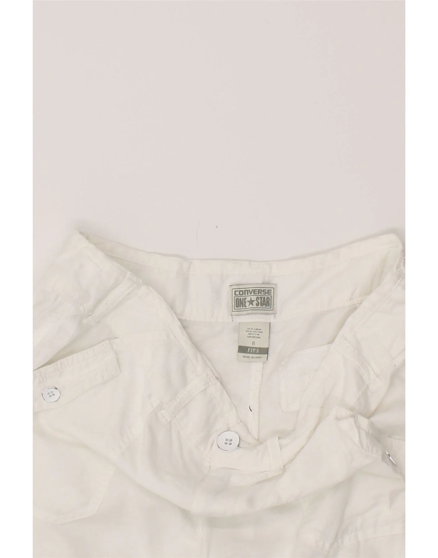 CONVERSE Womens Casual Shorts US 8 Medium W34 White Linen - Image 3