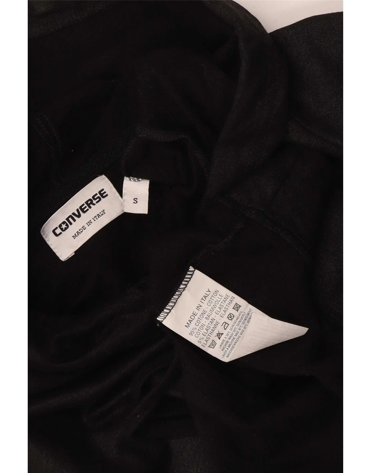 Converse Womens Hoodie Jumper UK 10 Small Black Cotton - Image 3