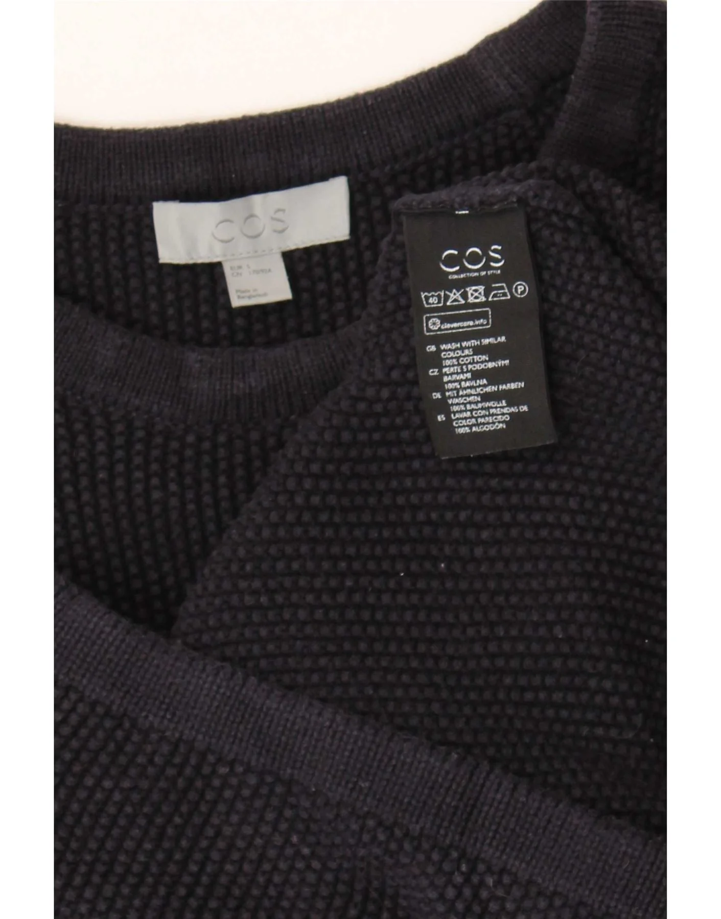 Cos Mens Boat Neck Jumper Sweater Small Navy Blue Cotton - Image 3