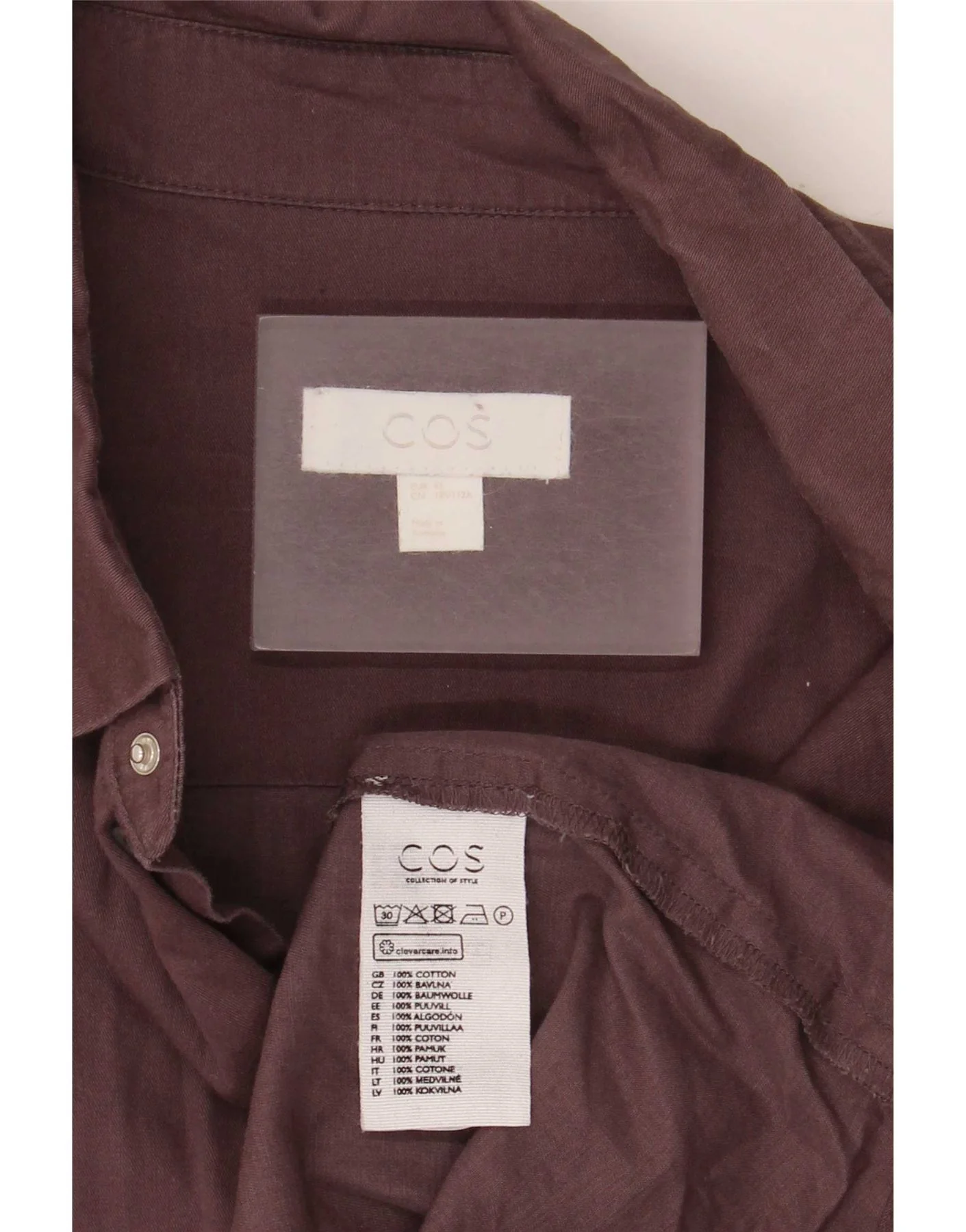 Cos Mens Shirt Size 43 Large Brown Cotton - Image 3