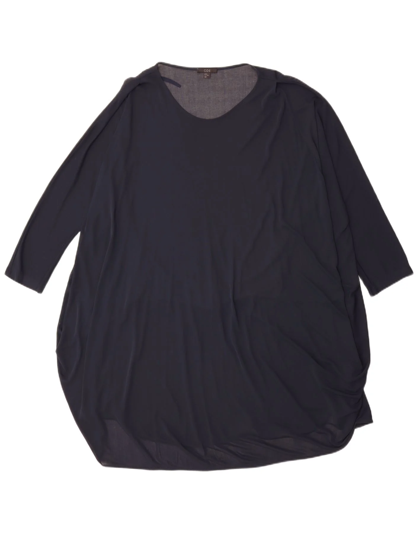 Cos Womens 3/4 Sleeve Oversized Tunic Dress UK 14 Medium Navy Blue Acetate