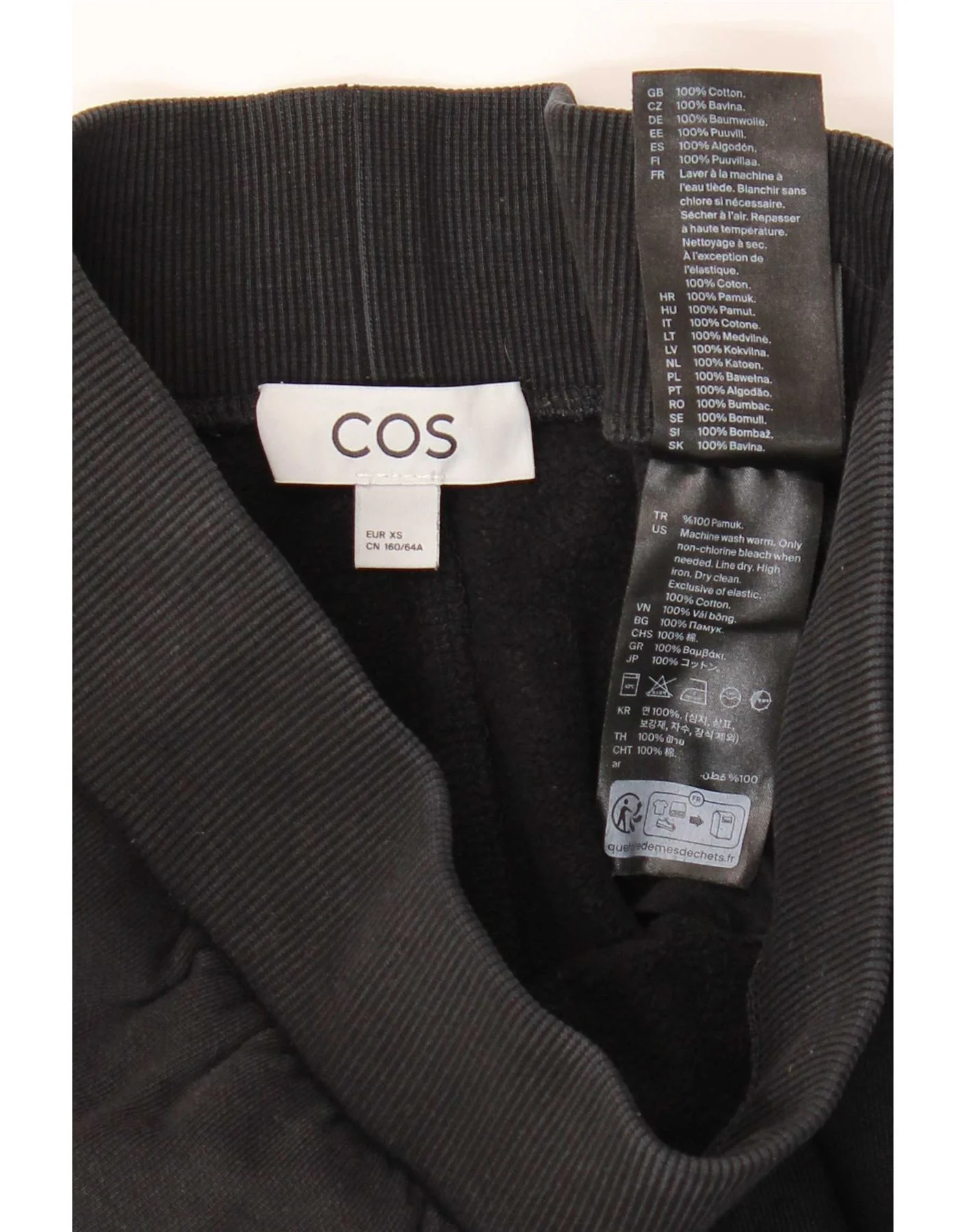 Cos Womens Capri Tracksuit Trousers UK 4 XS Black Cotton - Image 3