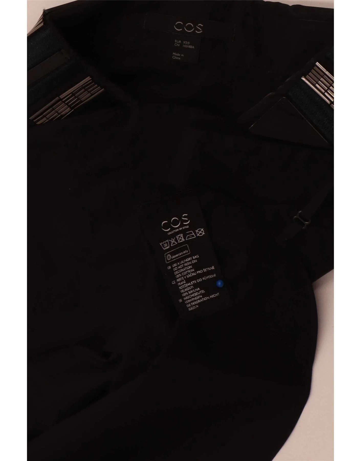 Cos Womens Detachable Collar Fake Shirt XS Black Cotton - Image 3