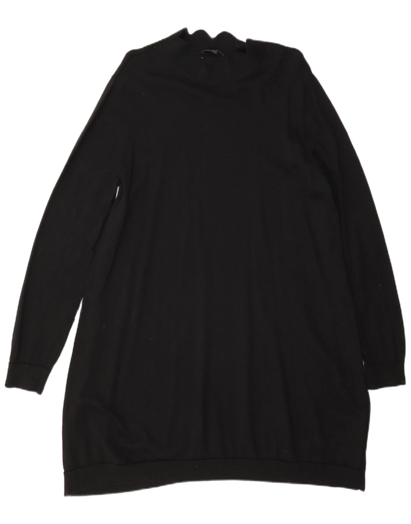 Cos Womens Long Sleeve Jumper Dress UK 14 Medium Black Wool