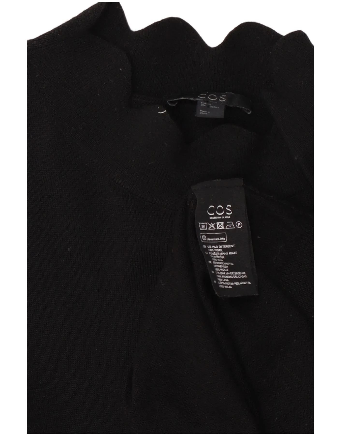 Cos Womens Long Sleeve Jumper Dress UK 14 Medium Black Wool - Image 3