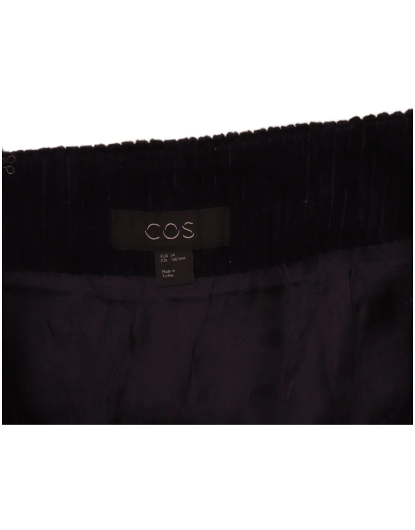 Cos Womens Mini Corduroy Skirt EU 34 XS W30 Black Cotton - Image 3