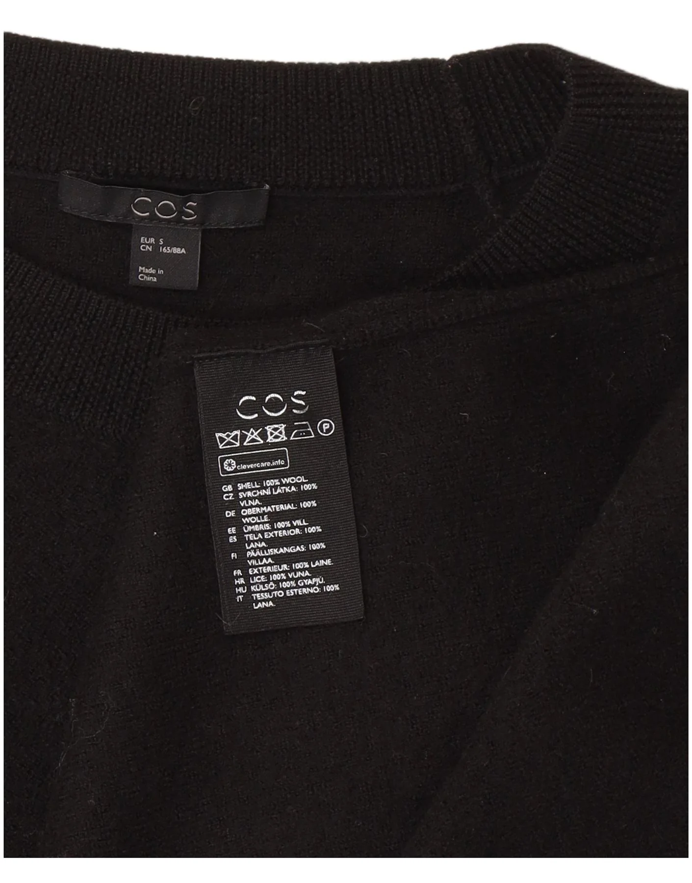 Cos Womens Oversized Short Sleeves Jumper Dress UK 10 Small Black Wool - Image 3