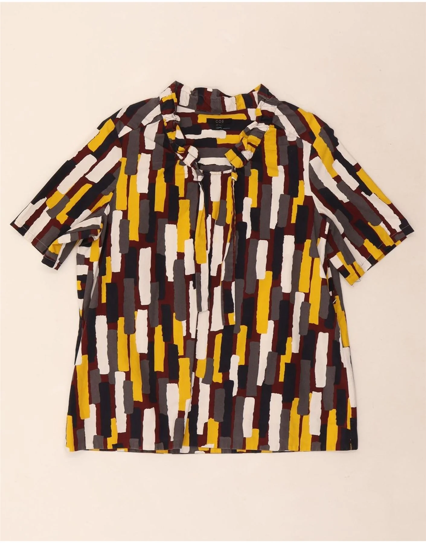 Cos Womens Short Sleeve Shirt Blouse EU 38 Medium Multicoloured Geometric