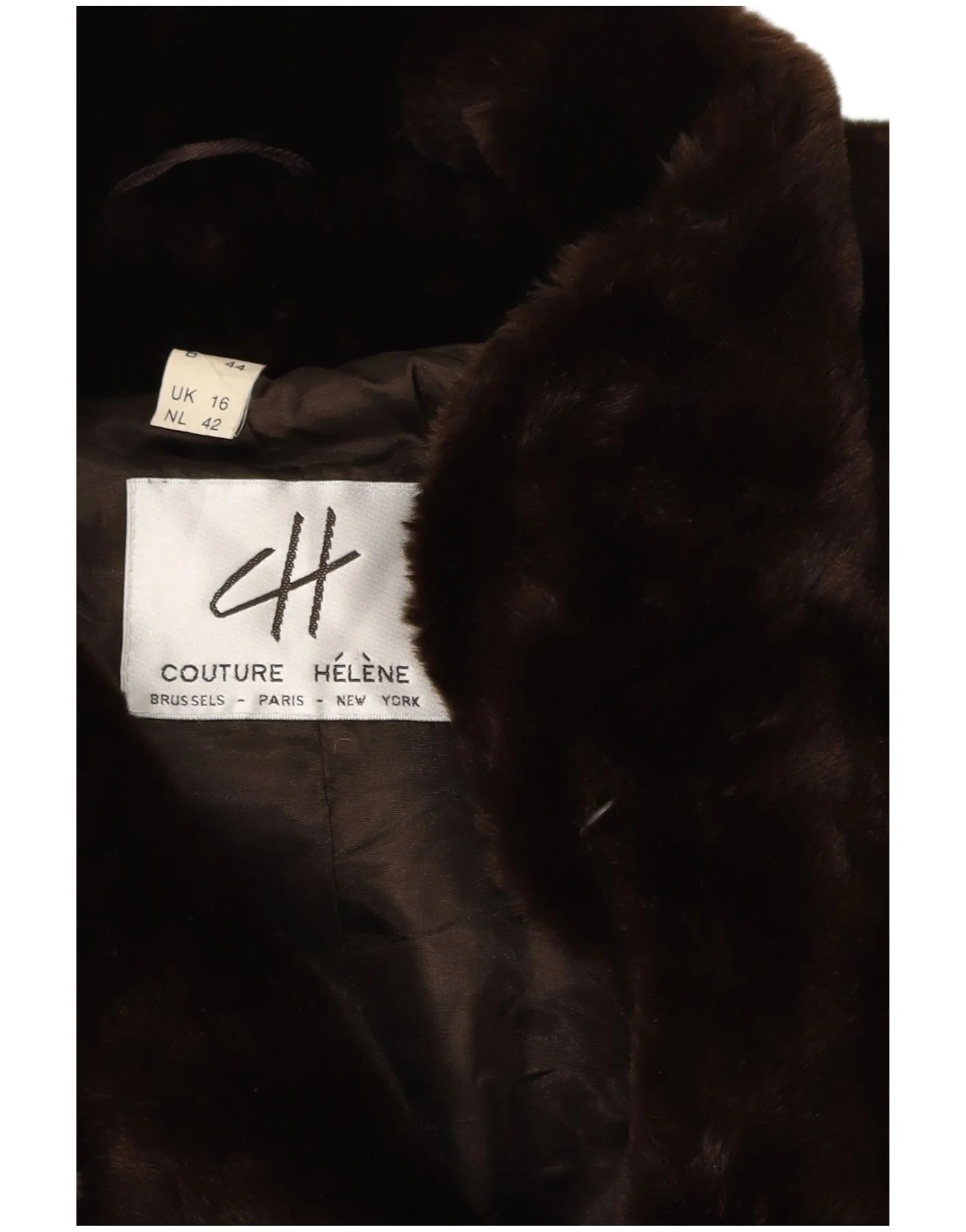 Couture Helene Womens Oversized Faux Fur Overcoat UK 16 Large Brown - Image 3