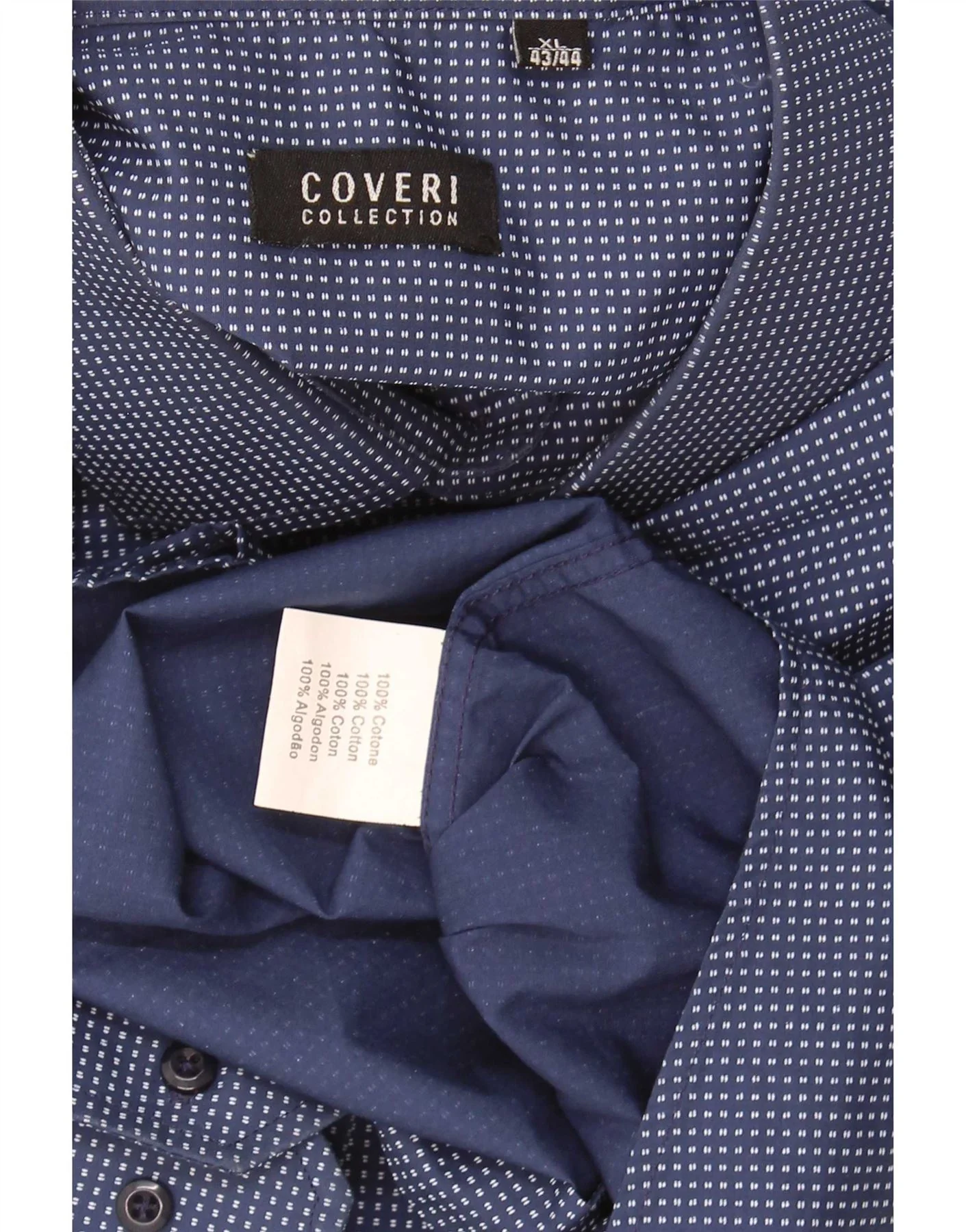 Coveri Mens Shirt Size 43 44 XL Blue Spotted Cotton - Image 3