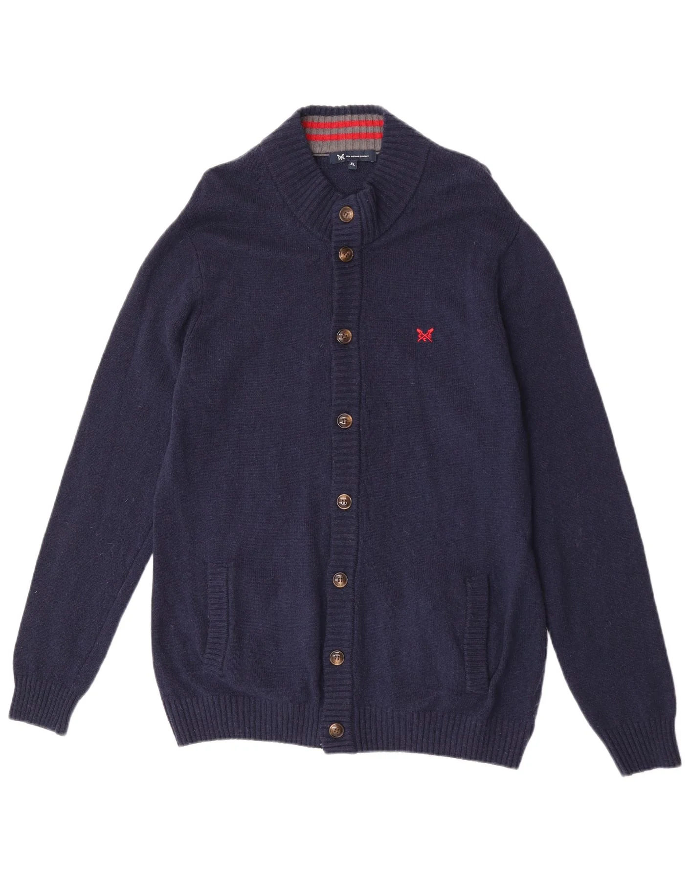 Crew Clothing Mens Cardigan Sweater XL Navy Blue Lambswool