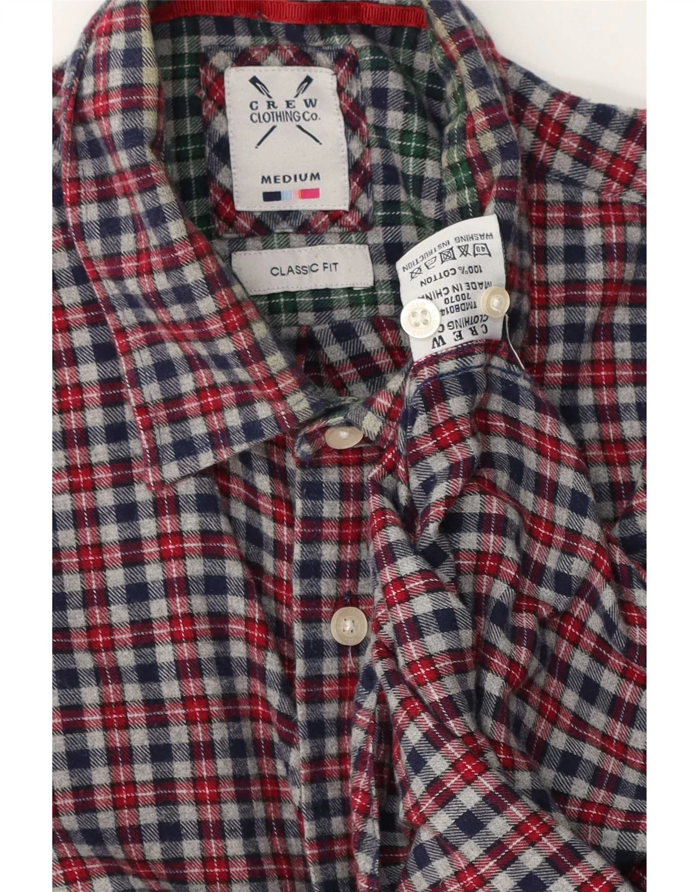Crew Clothing Mens Classic Fit Flannel Shirt Medium Grey Check Cotton - Image 3