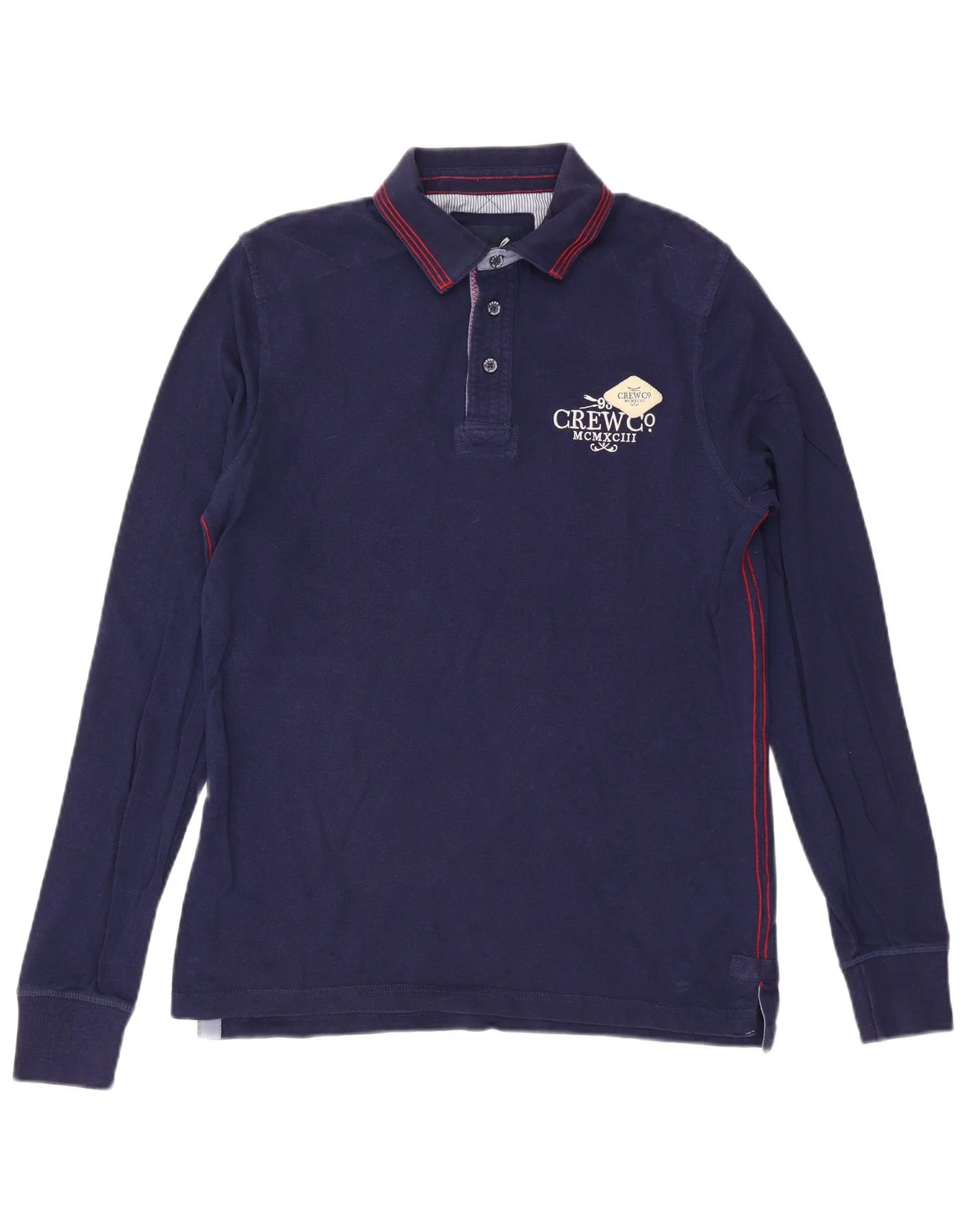 Crew Clothing Mens Graphic Long Sleeve Polo Shirt Medium Navy Blue Striped