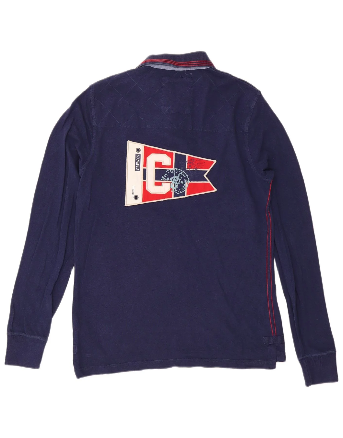 Crew Clothing Mens Graphic Long Sleeve Polo Shirt Medium Navy Blue Striped - Image 2