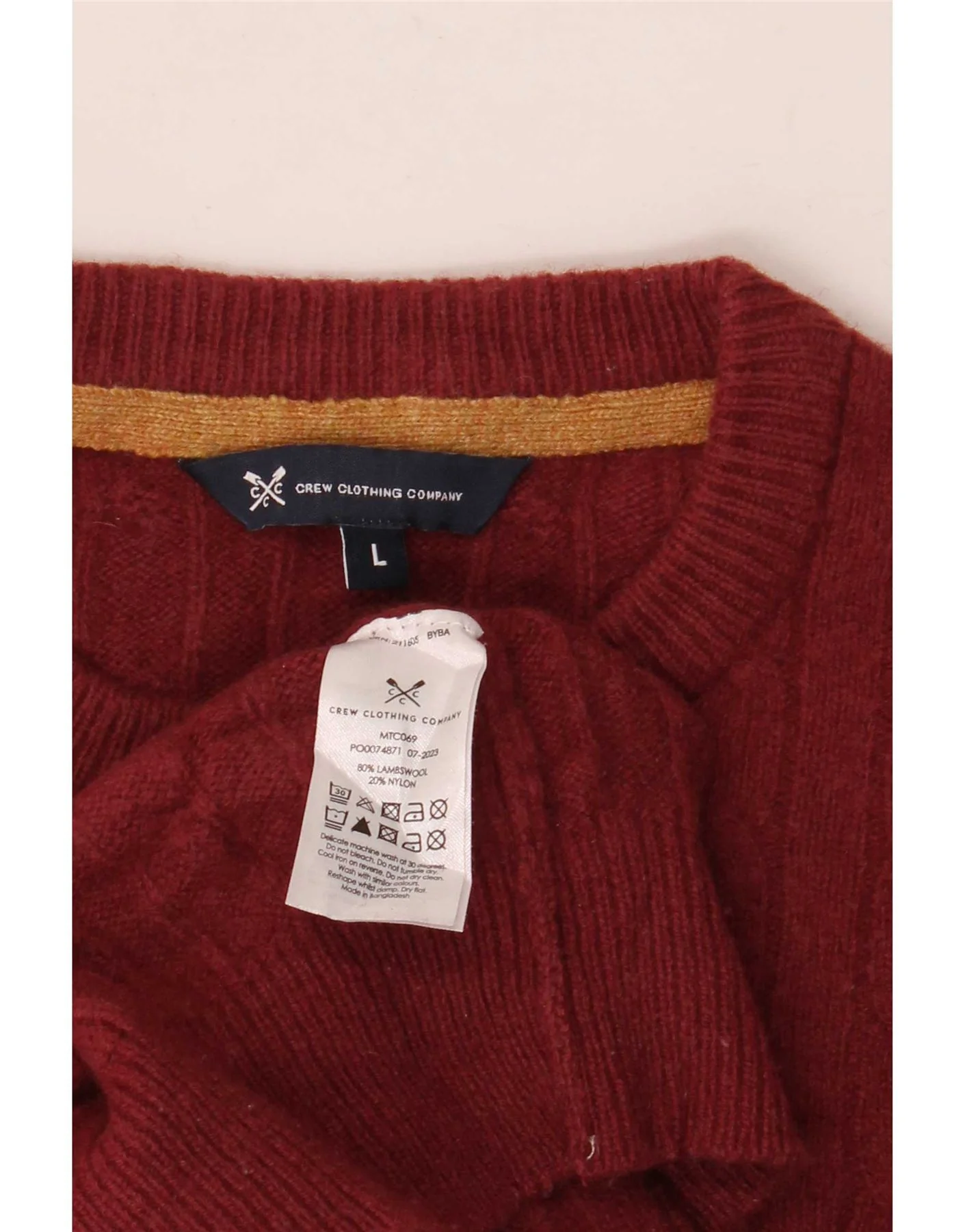 Crew Clothing Mens Neck Jumper Sweater Large Burgundy Lambswool - Image 4