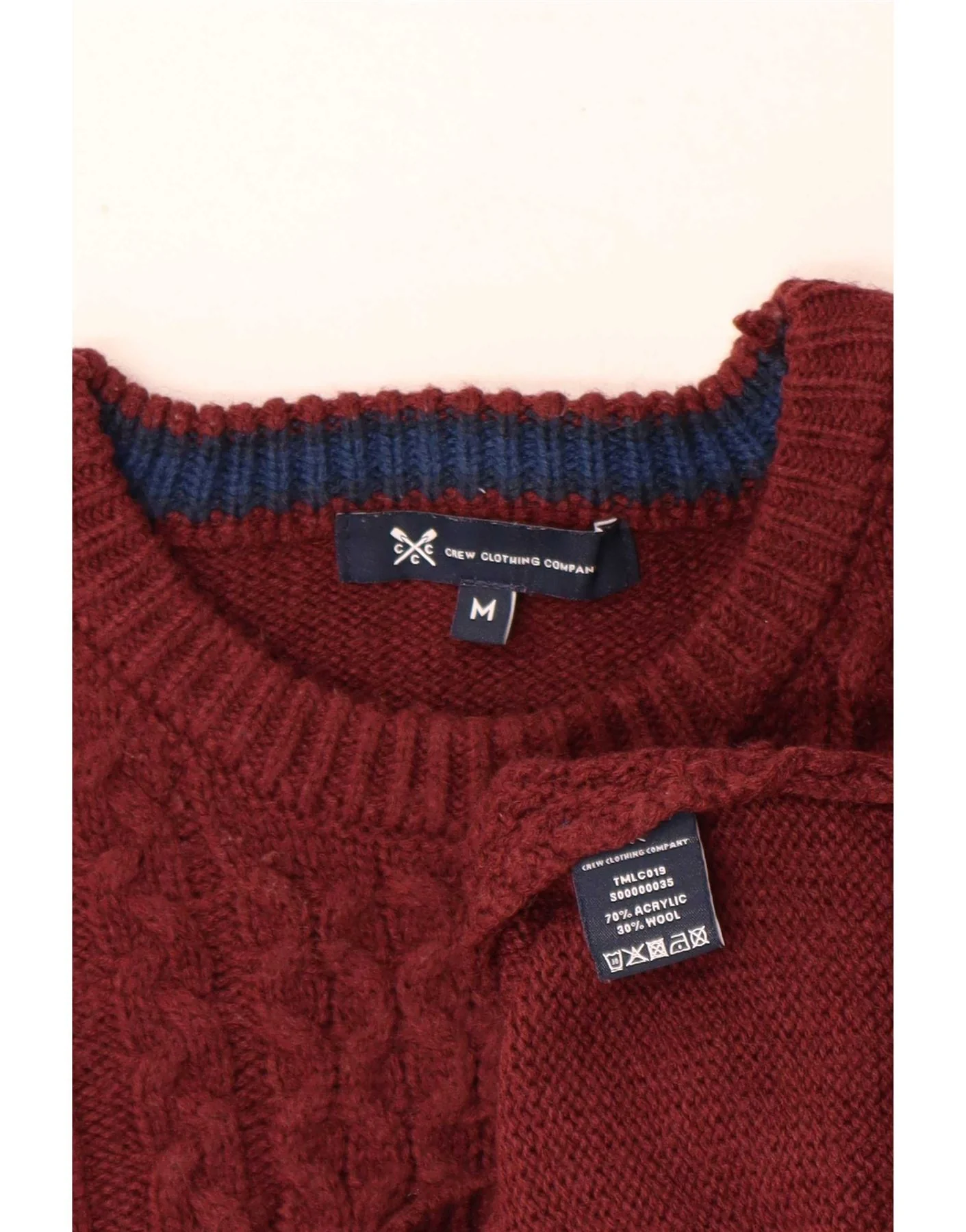 Crew Clothing Mens Neck Jumper Sweater Medium Maroon Acrylic - Image 3