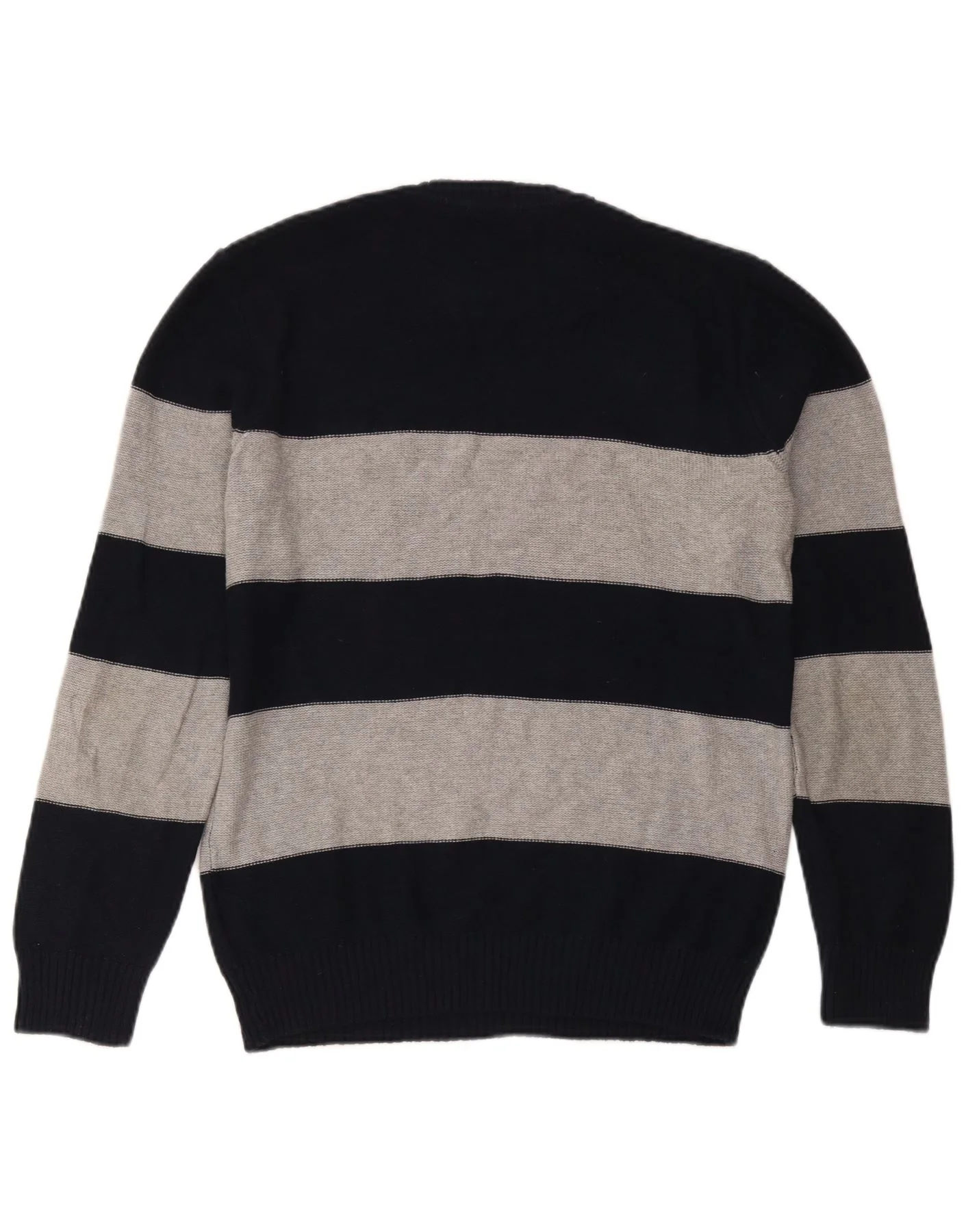 Crew Clothing Mens Neck Jumper Sweater Small Navy Blue Striped Cotton - Image 2