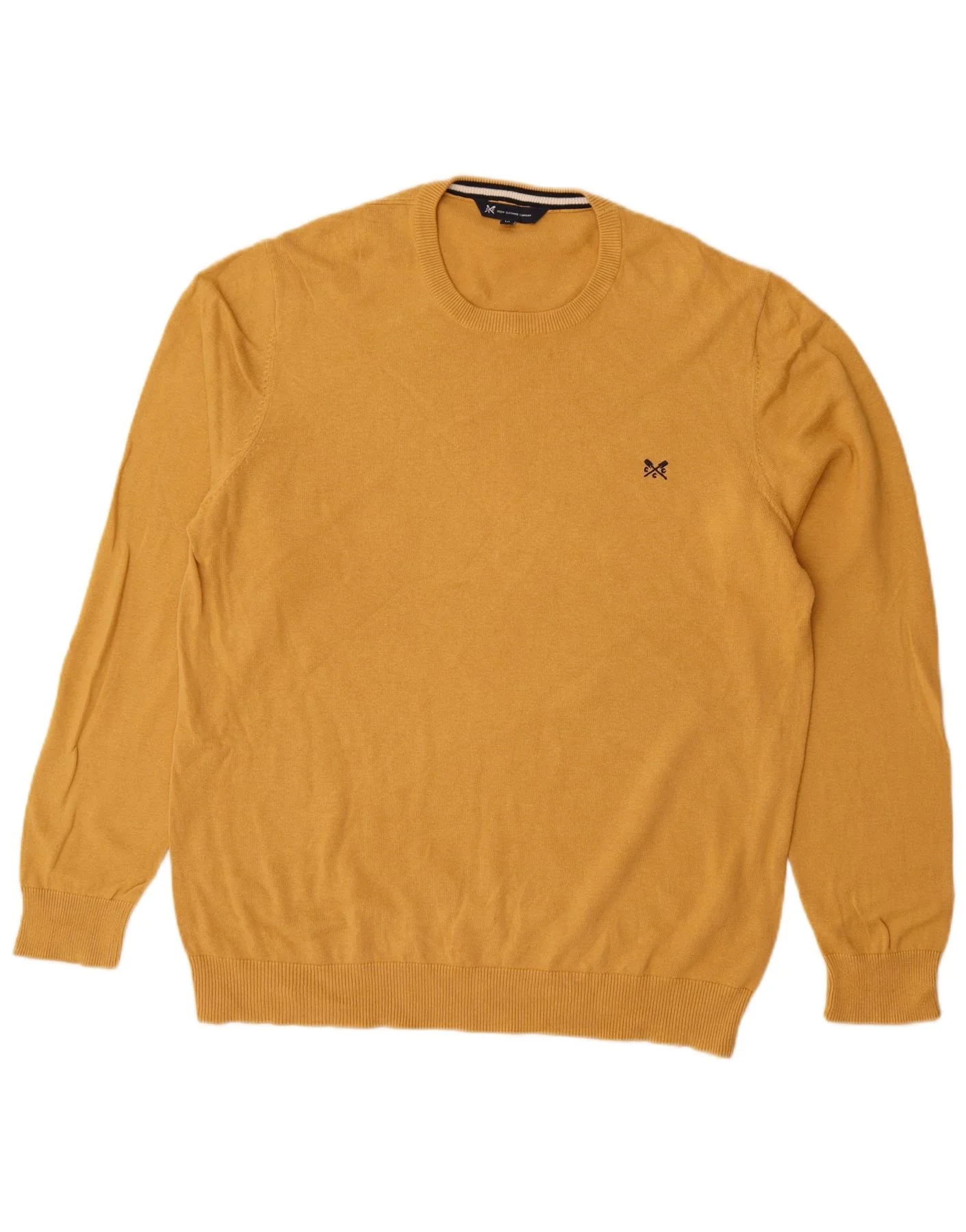 Crew Clothing Mens Neck Jumper Sweater XL Yellow Cotton