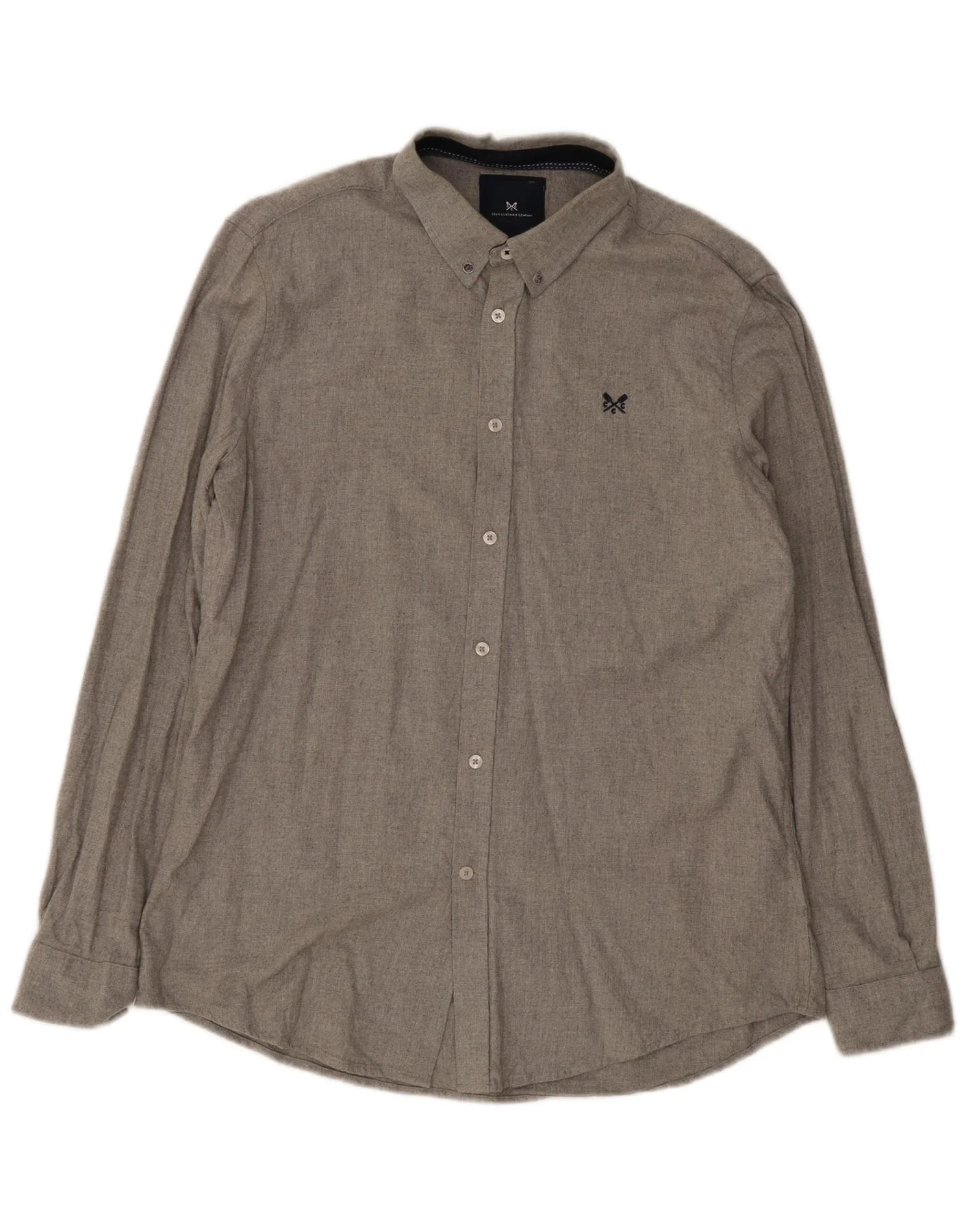 Crew Clothing Mens Slim Fit Flannel Shirt XL Grey Cotton Classic