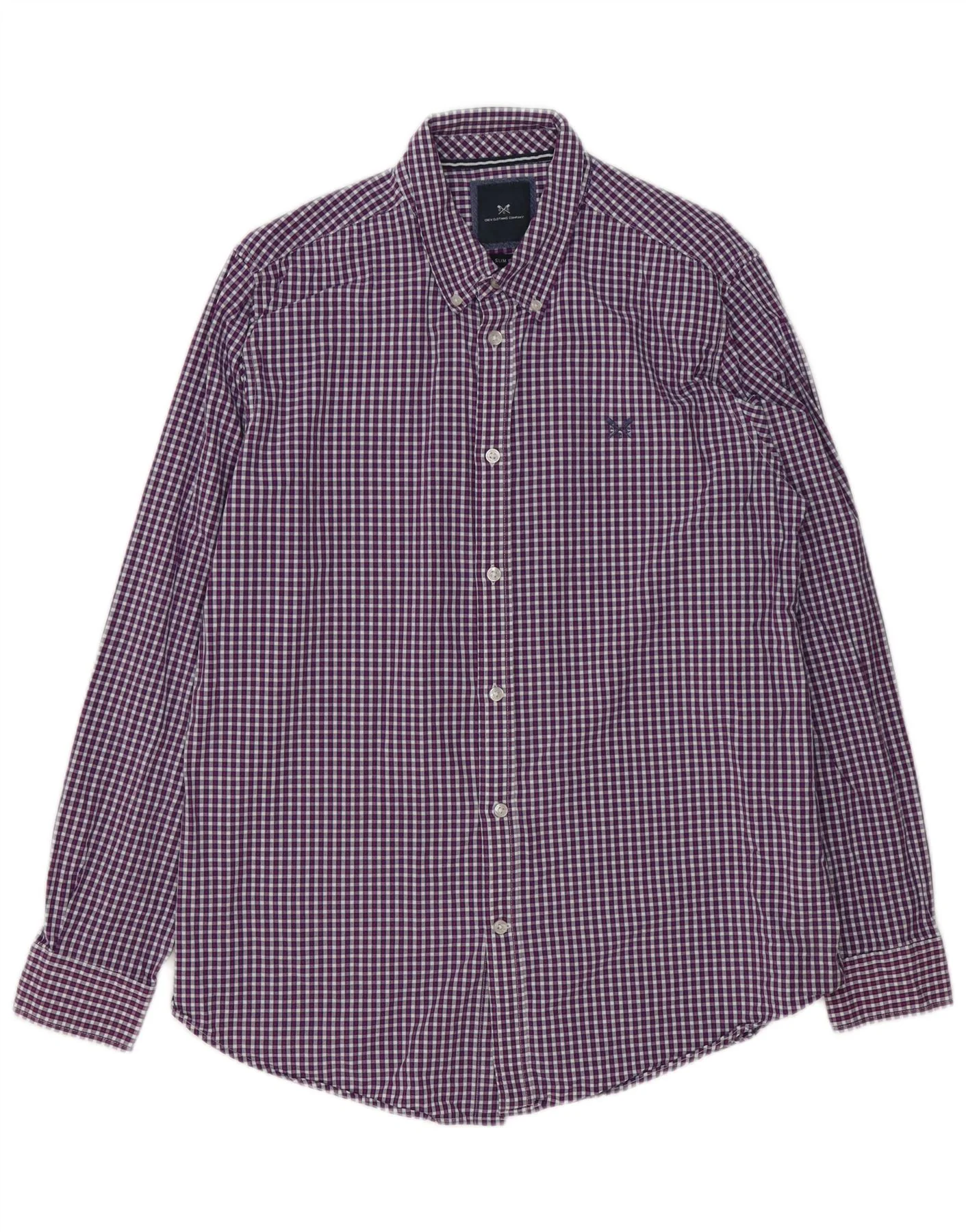 Crew Clothing Mens Slim Fit Shirt Large Purple Gingham Cotton