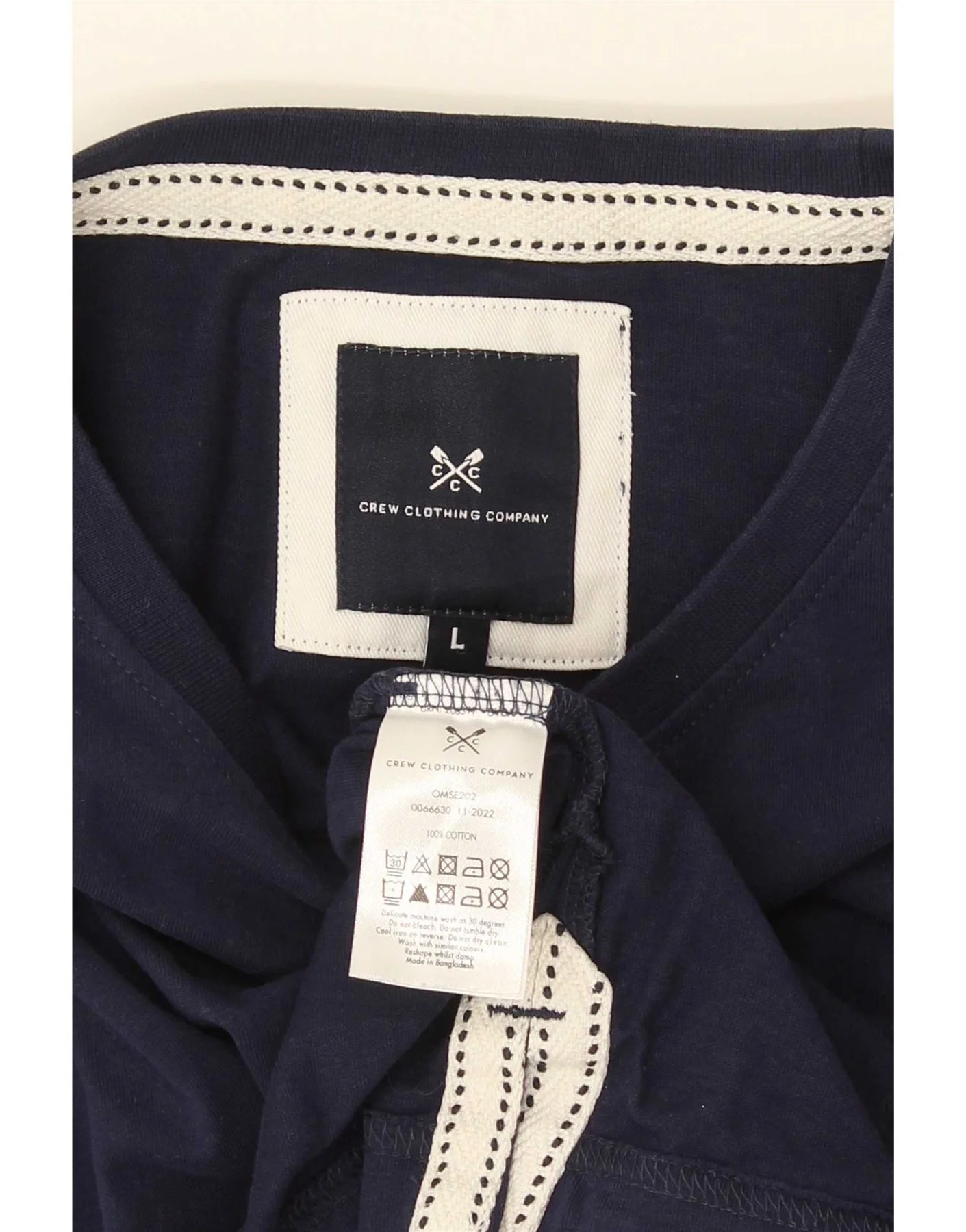 Crew Clothing Mens T-Shirt Top Large Navy Blue Cotton - Image 3