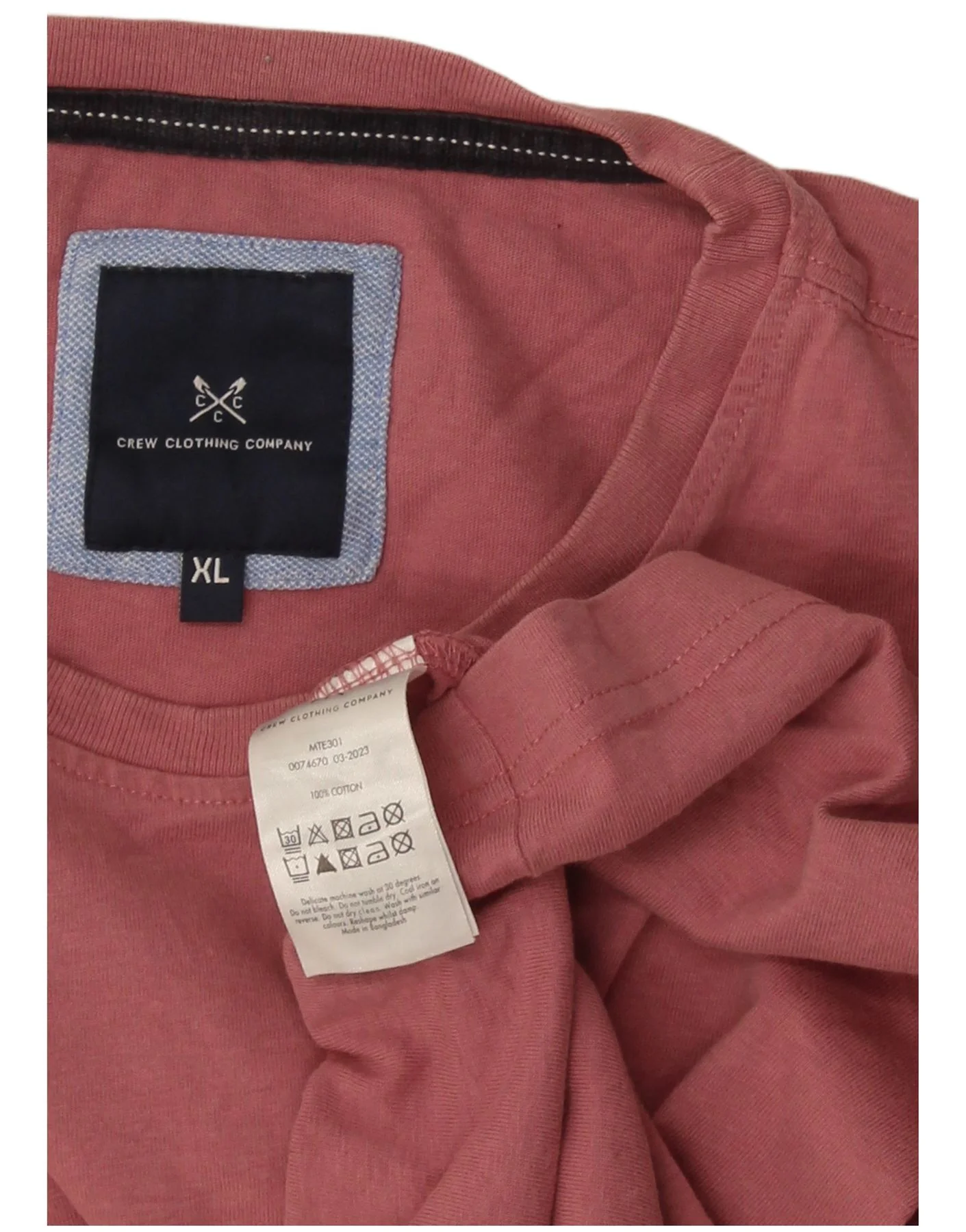 Crew Clothing Mens T-Shirt Top XL Pink Cotton - Image 3