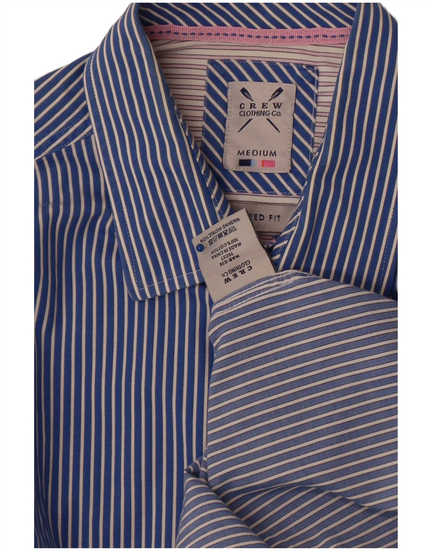 Crew Clothing Mens Tailored Fit Shirt Medium Blue Pinstripe Cotton - Image 3