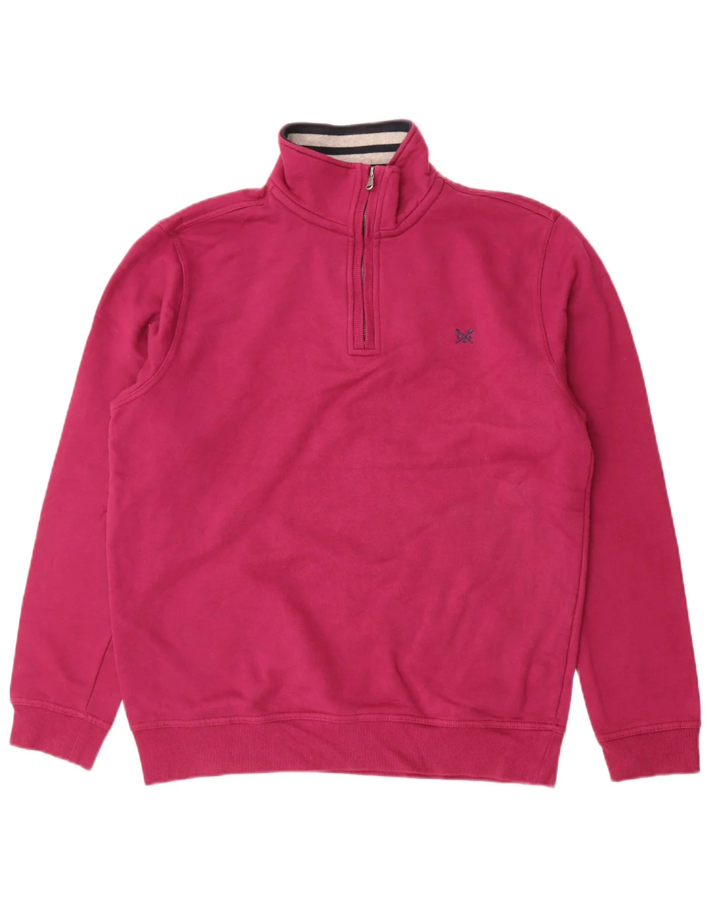 Crew Clothing Mens Zip Neck Sweatshirt Jumper Large Pink Cotton