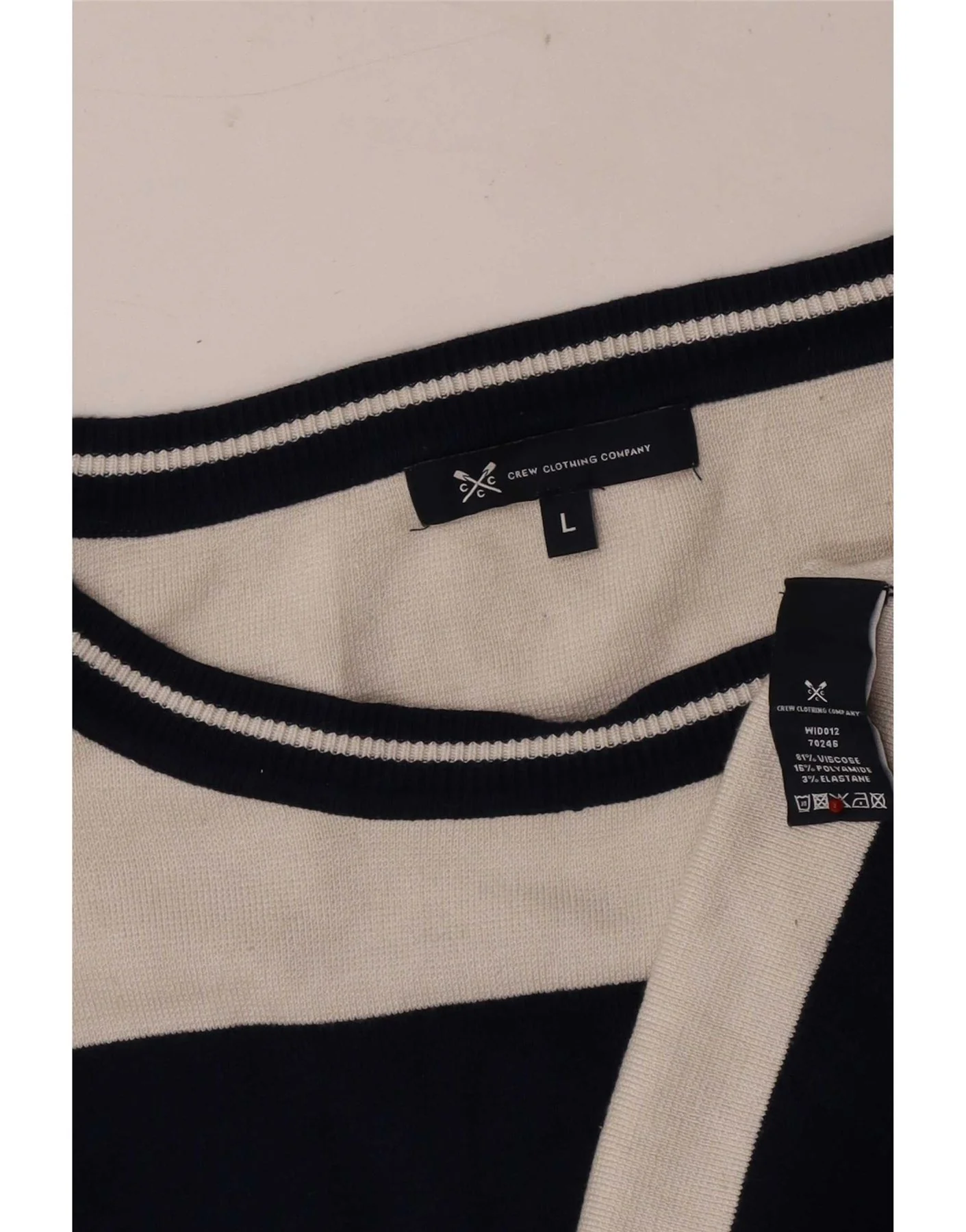Crew Clothing Womens Neck Jumper Sweater UK 16 Large Navy Blue Striped - Image 3
