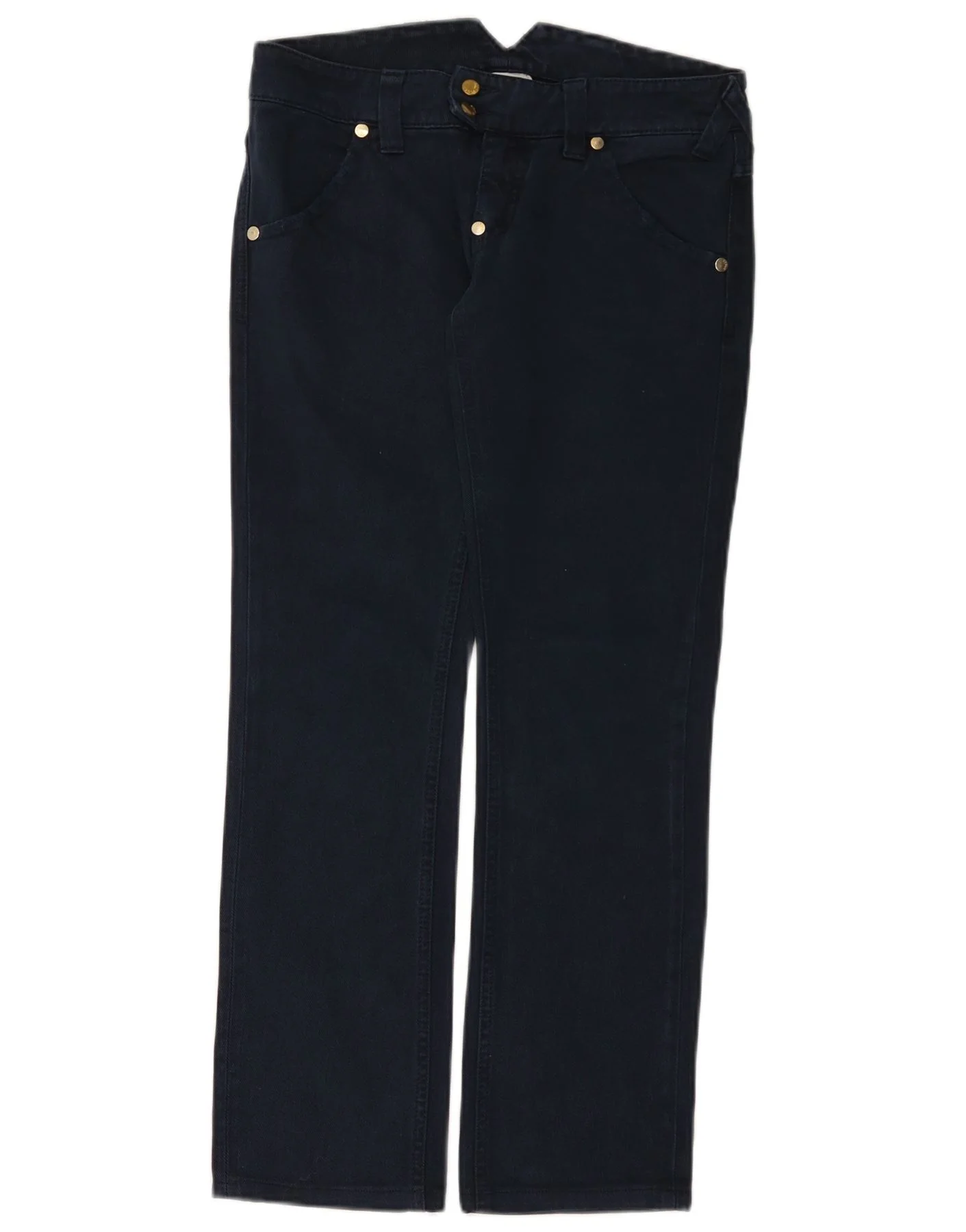 Cycle Womens Low Waist Straight Casual Trousers W26 L28 Navy Blue Cotton