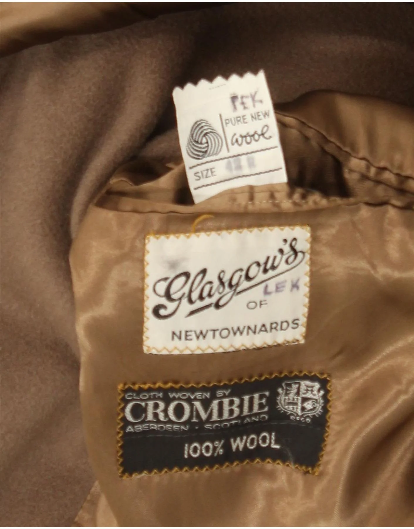 Dack's Mens Military Double Breasted Coat UK 42 XL Brown Virgin Wool - Image 3