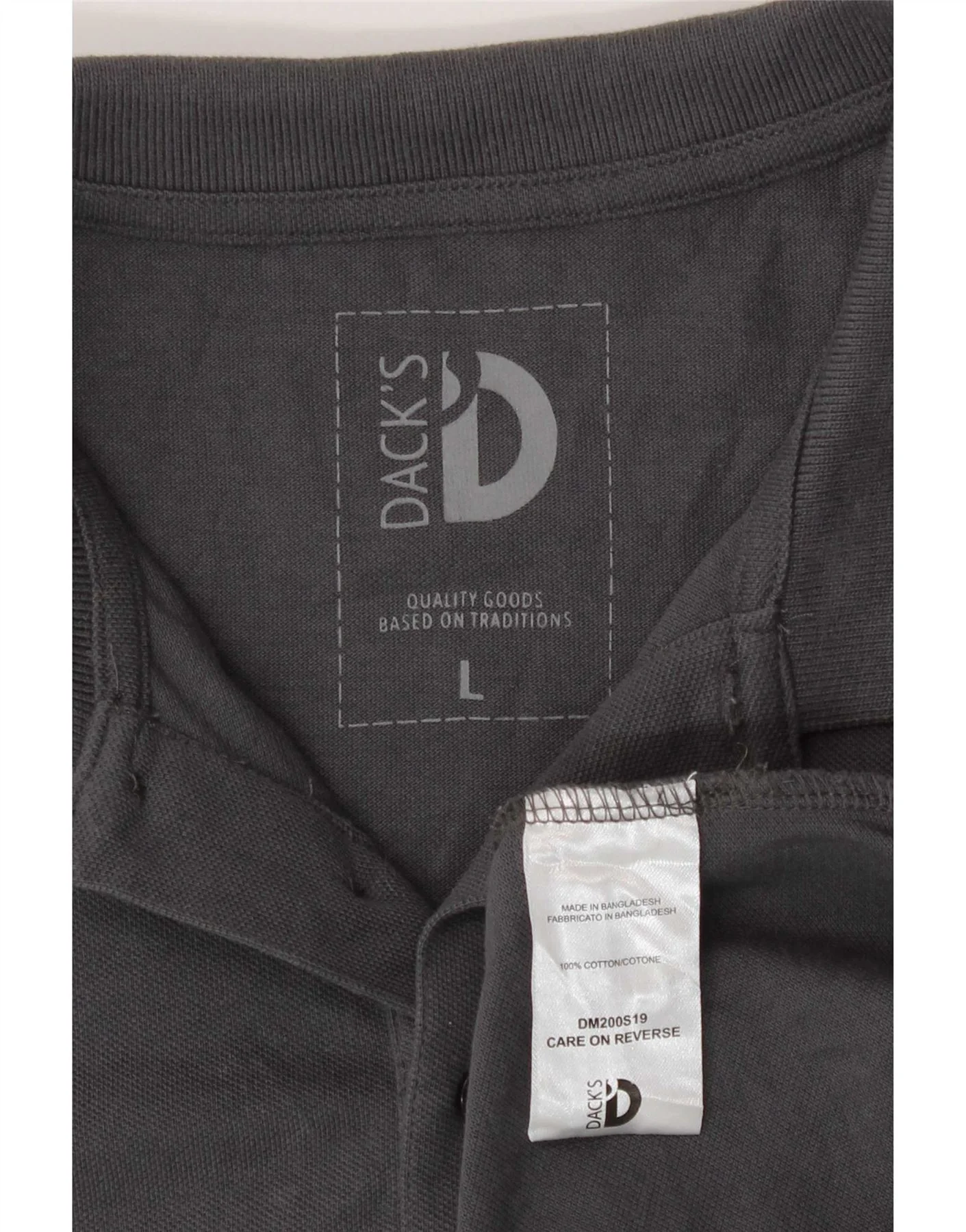 Dack's Mens Polo Shirt Large Grey Cotton - Image 3