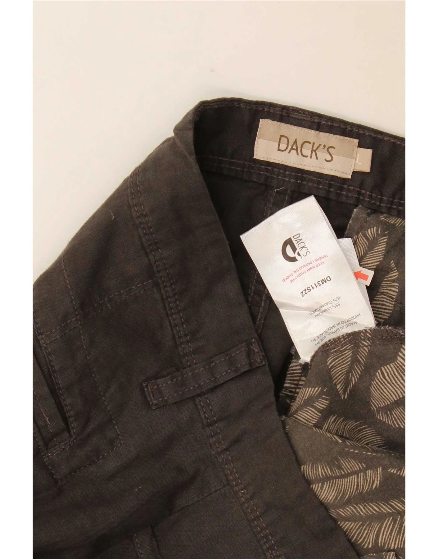 Dack's Mens Slim Cargo Trousers Large W34 L32 Grey Linen - Image 3