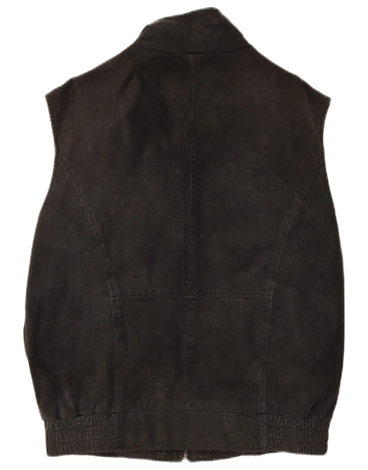 David Moore Mens Leather Gilet IT 50 Large Black - Image 2