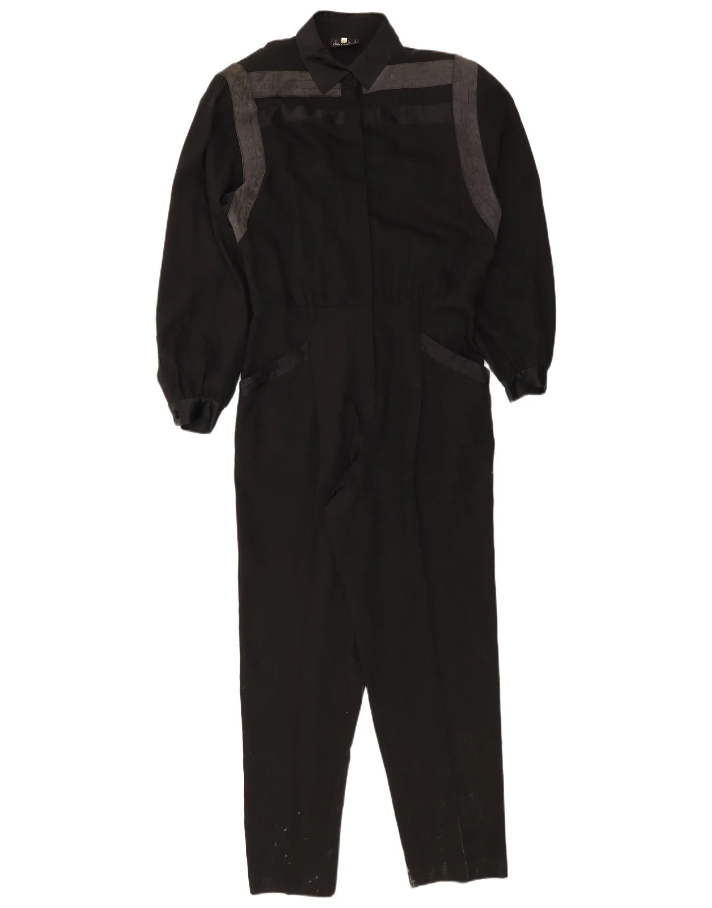 De Pietri Womens Long Sleeve Jumpsuit IT 44 Medium Black Colourblock