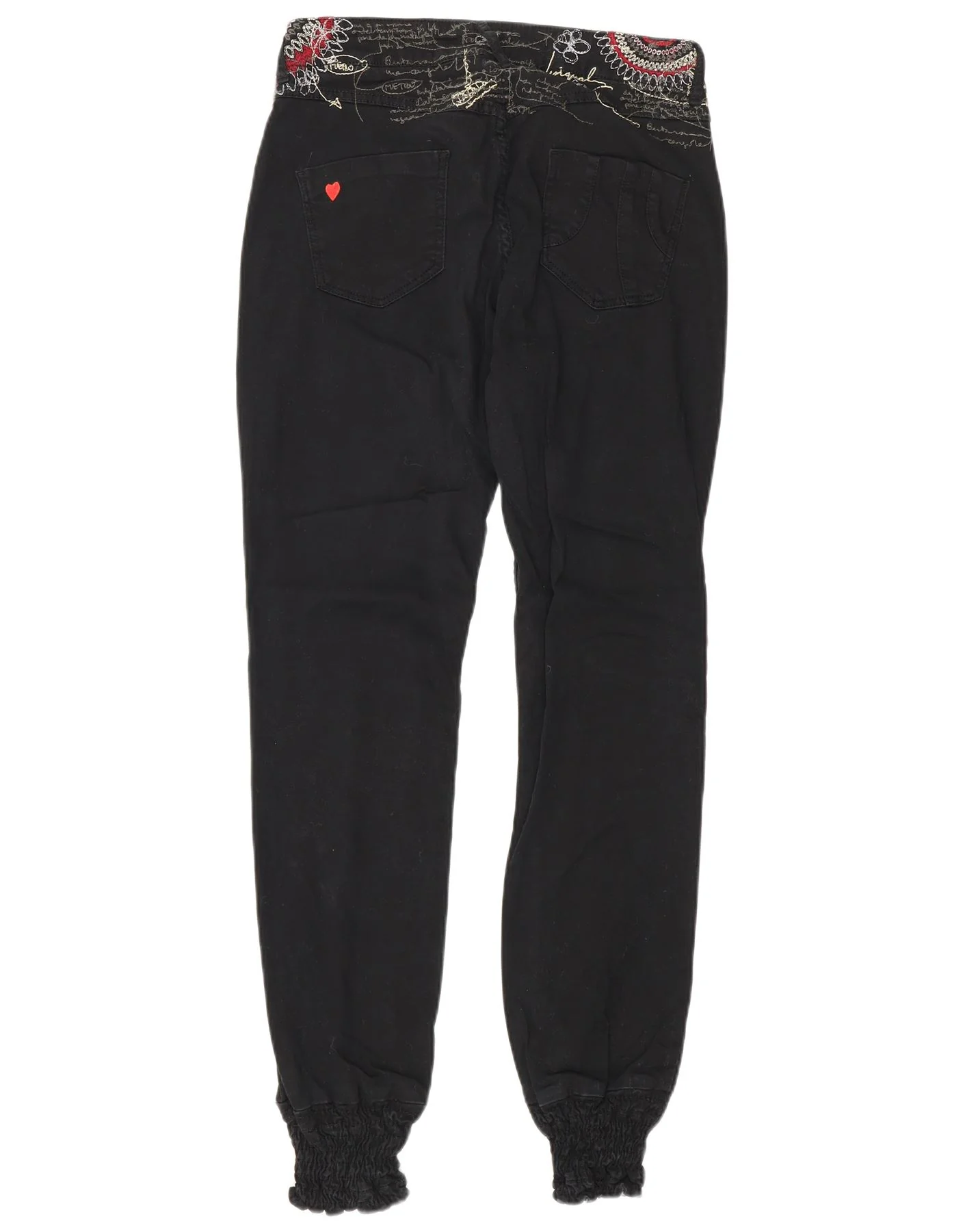 Designer Womens Graphic Joggers Casual Trousers W30 L30 Black - Image 2