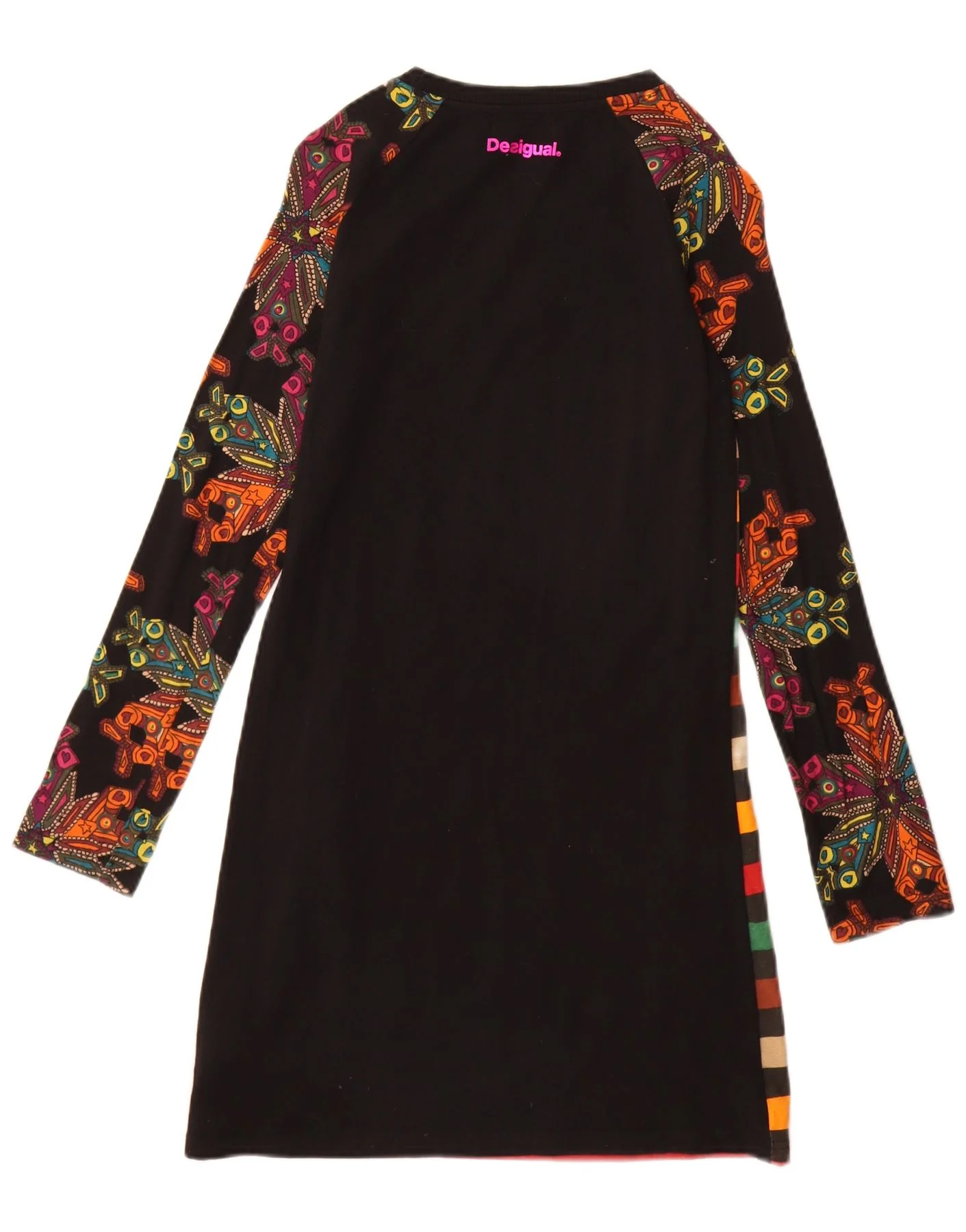 Desigual Girls Long Sleeve T-Shirt Dress 13-14 Years Multicoloured Striped - Image 2