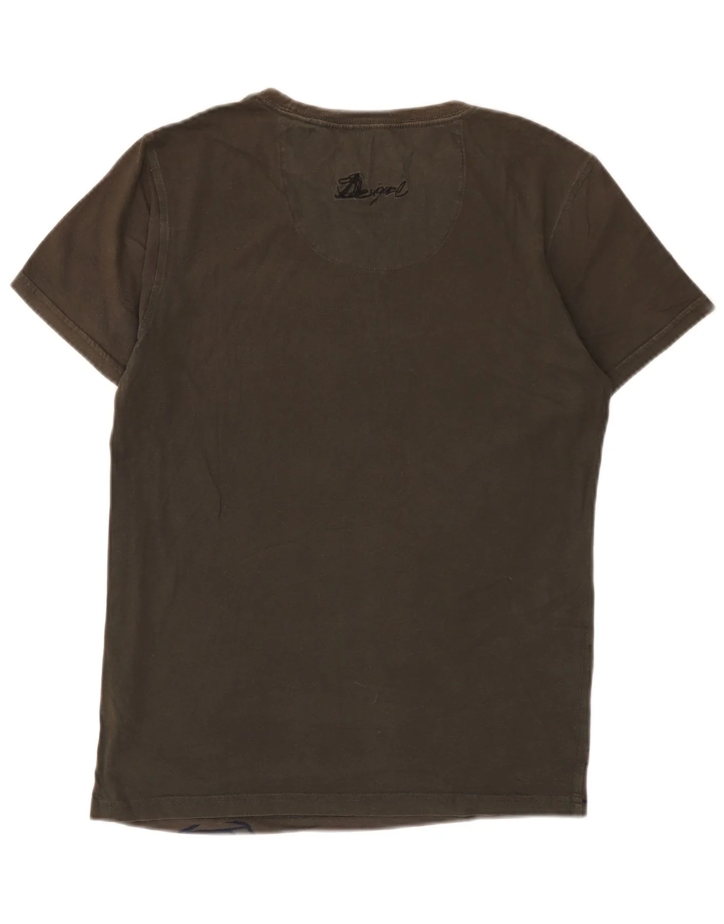 Desigual Mens Graphic T-Shirt Top Medium Brown Cotton - Image 2