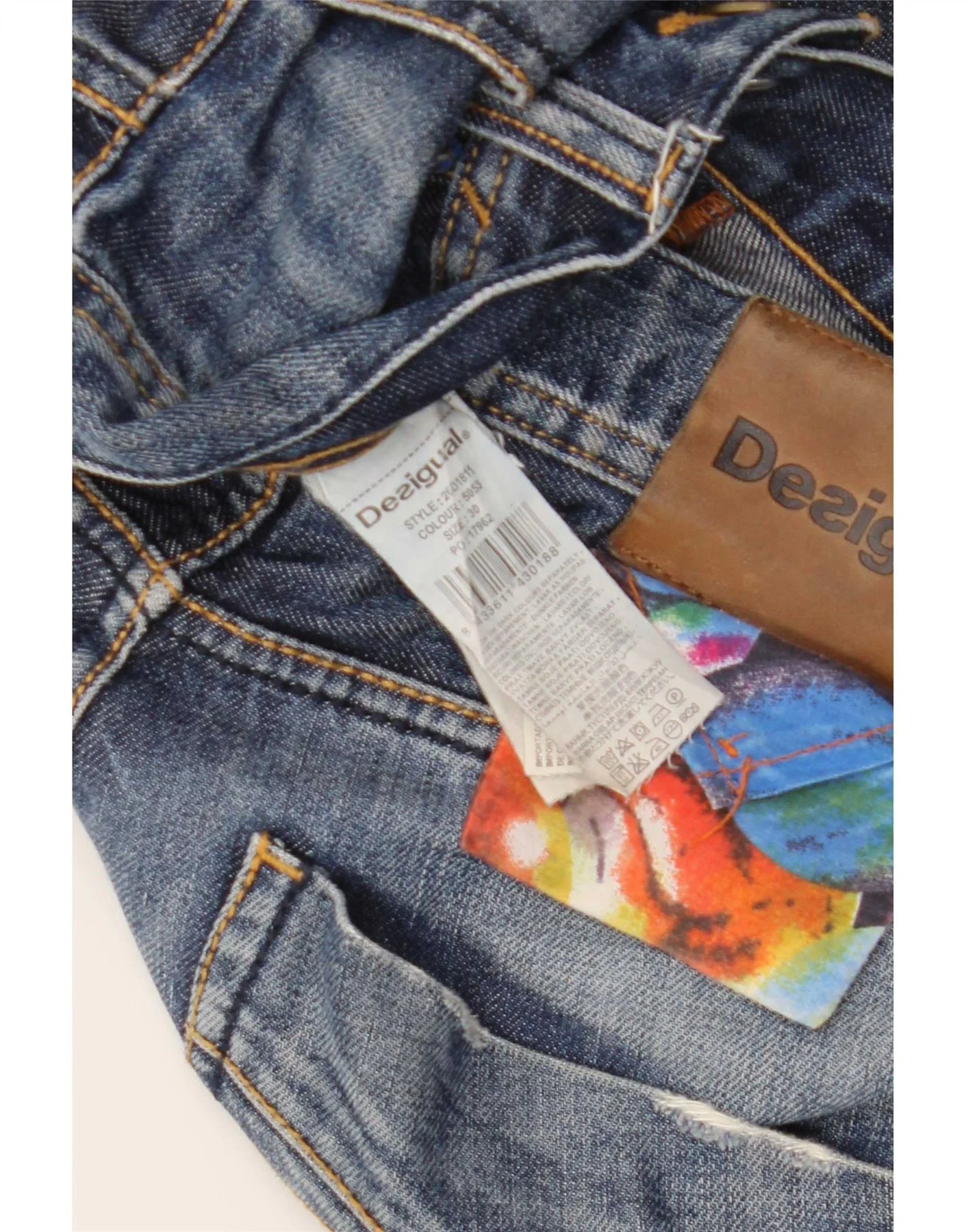 Desigual Mens Straight Jeans W30 L33 Blue Cotton - Image 7