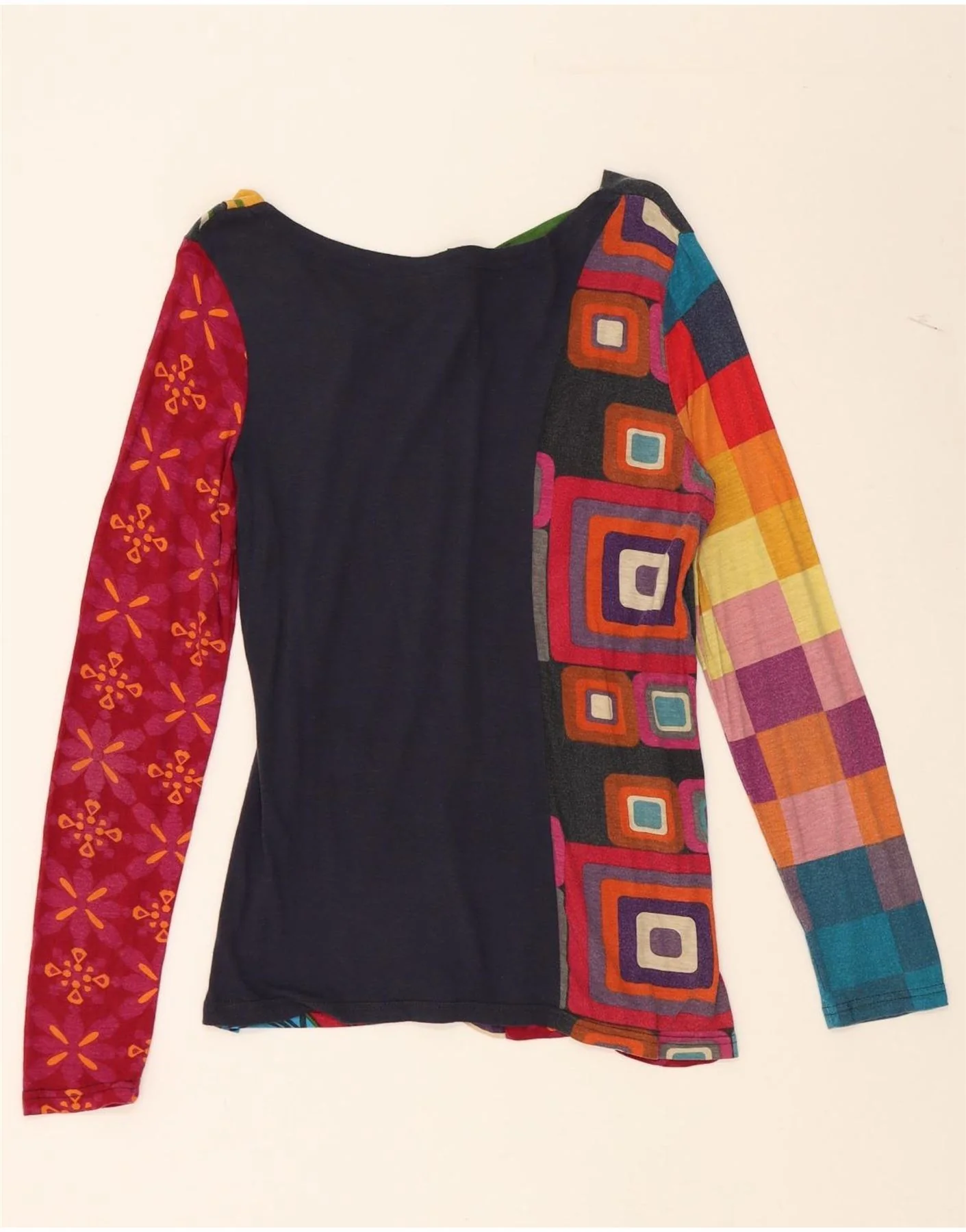DESIGUAL Womens Abstract Pattern Graphic Top Long Sleeve UK 10 Small Red - Image 2