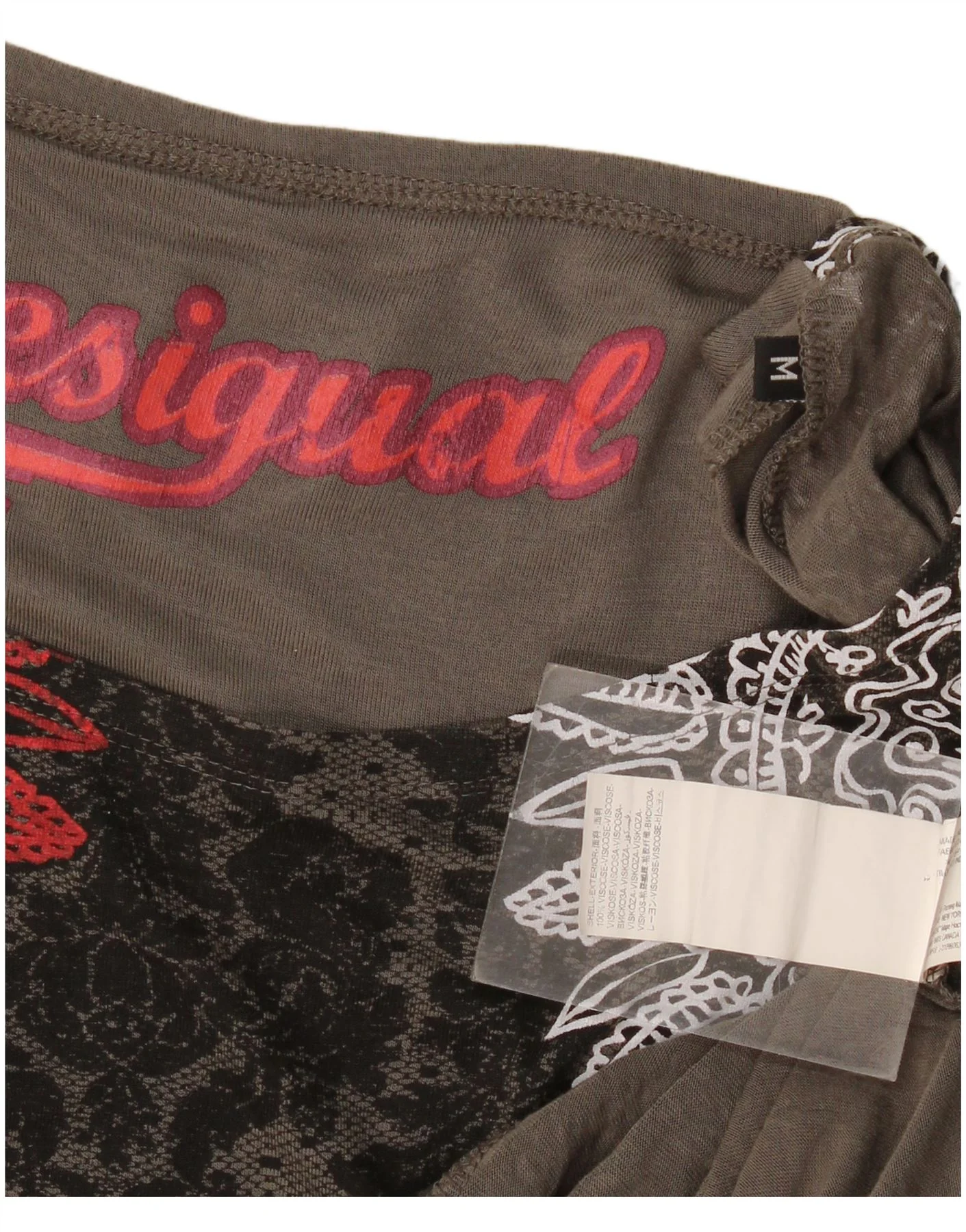 Desigual Womens Batwing Blouse Top UK 14 Medium Grey Paisley Viscose - Image 3
