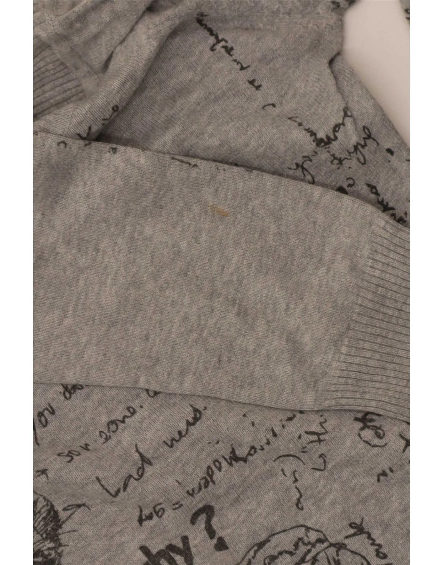 Desigual Womens Graphic Boat Neck Jumper Sweater UK 14 Large Grey Cotton - Image 3