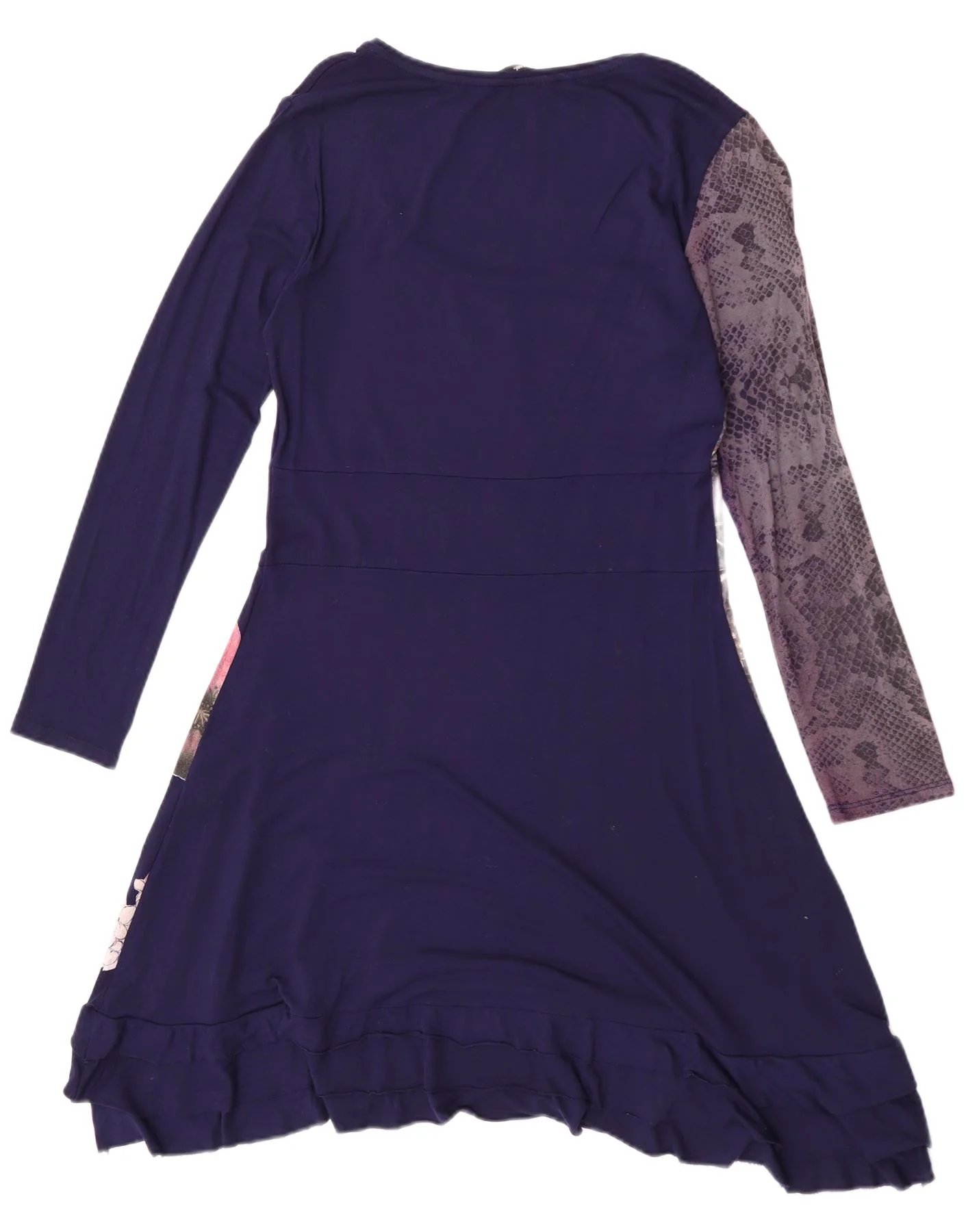 Desigual Womens Graphic Long Sleeve A-Line Dress UK 18 XL Navy Blue Floral - Image 2