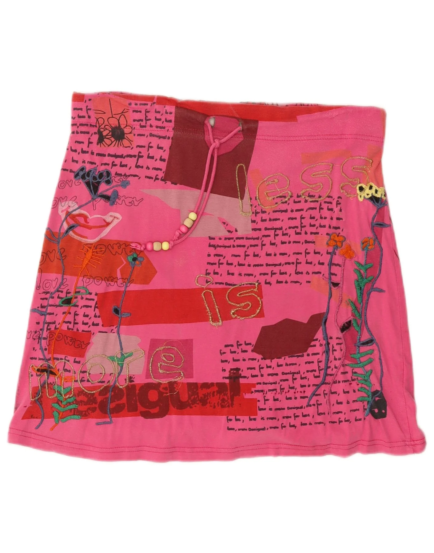 Desigual Womens Graphic Mini Skirt Medium W34 Pink
