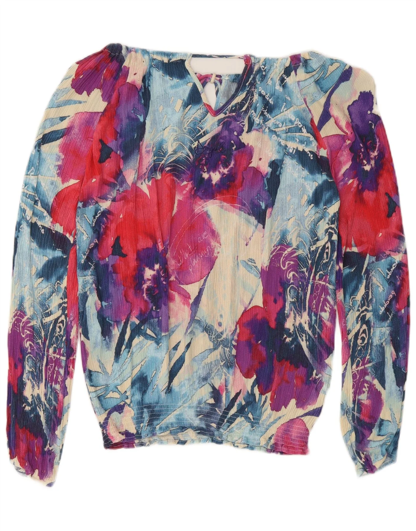 Desigual Womens Graphic Off Shoulder Top UK 10 Small Multicoloured Floral - Image 2