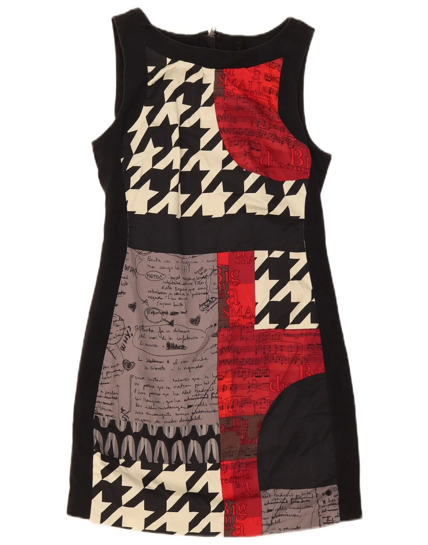 Desigual Womens Graphic Sheath Dress EU 38 Medium Multicoloured Patchwork